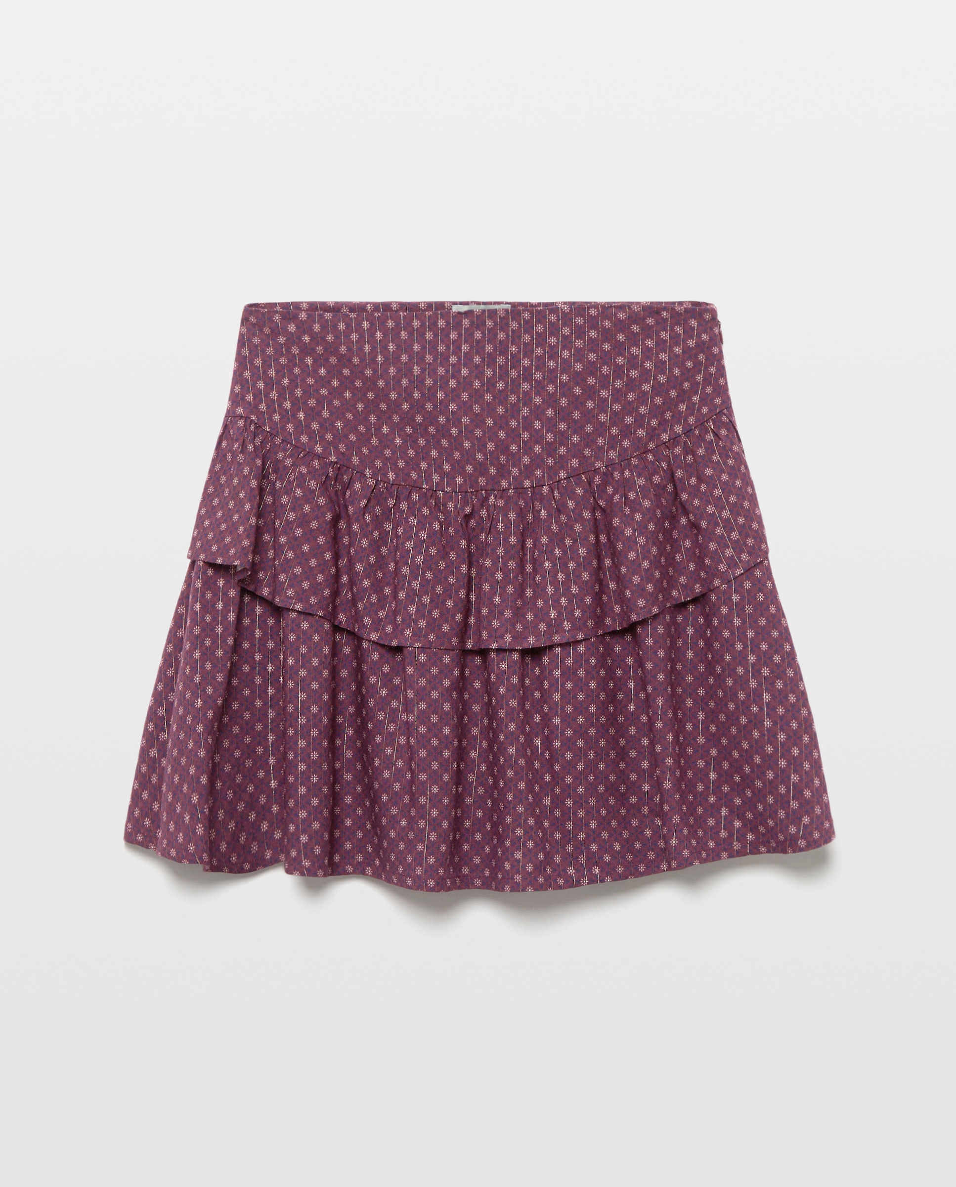 Imagem 0 de Saia de Viscose com Folhos e Estampado de Mini Girassol