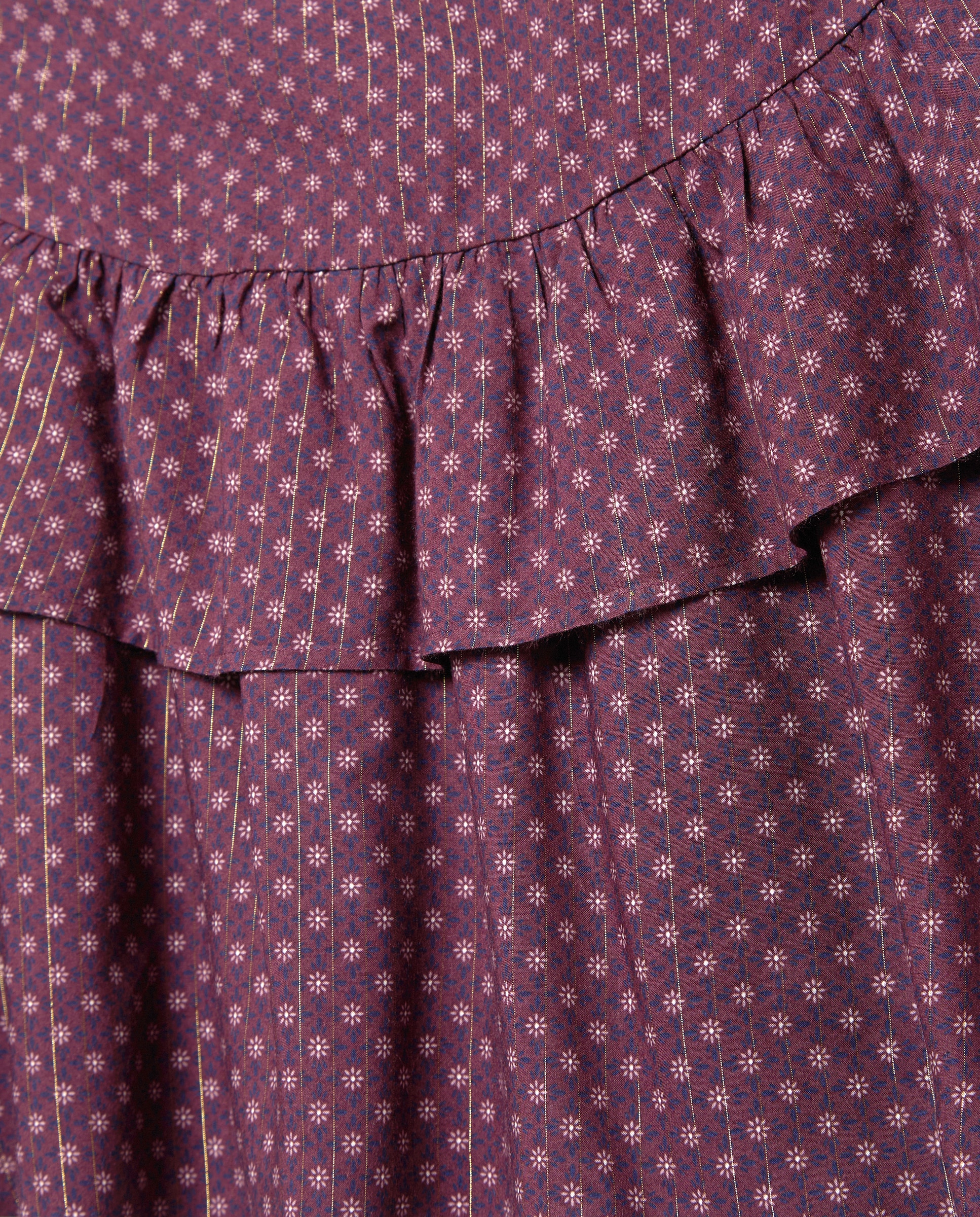 Saia de Viscose com Folhos e Estampado de Mini Girassol Coconut El Corte Inglés Vermelho-5