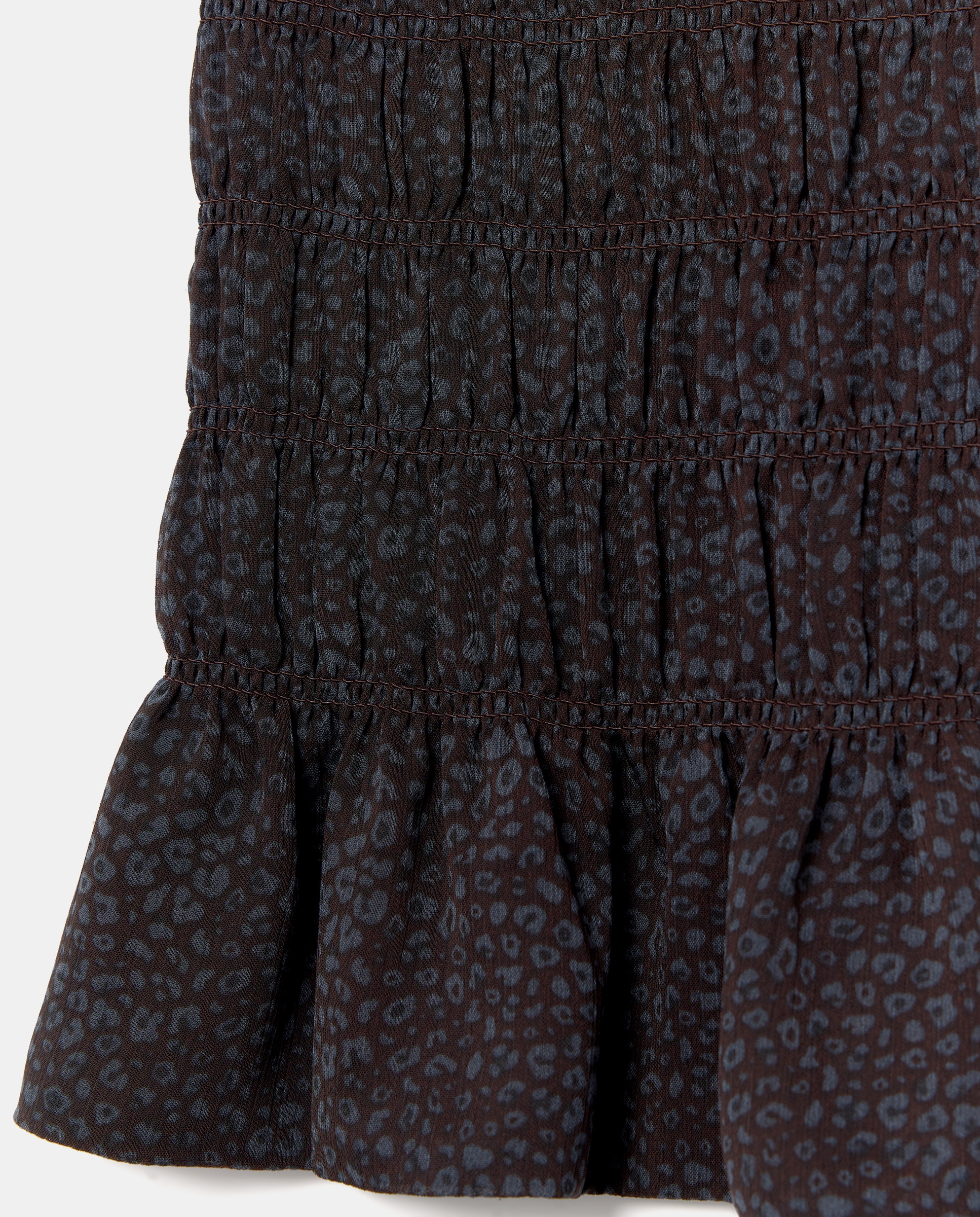 Saia com Elásticos e Animal Print de Leopardo Castanho-2
