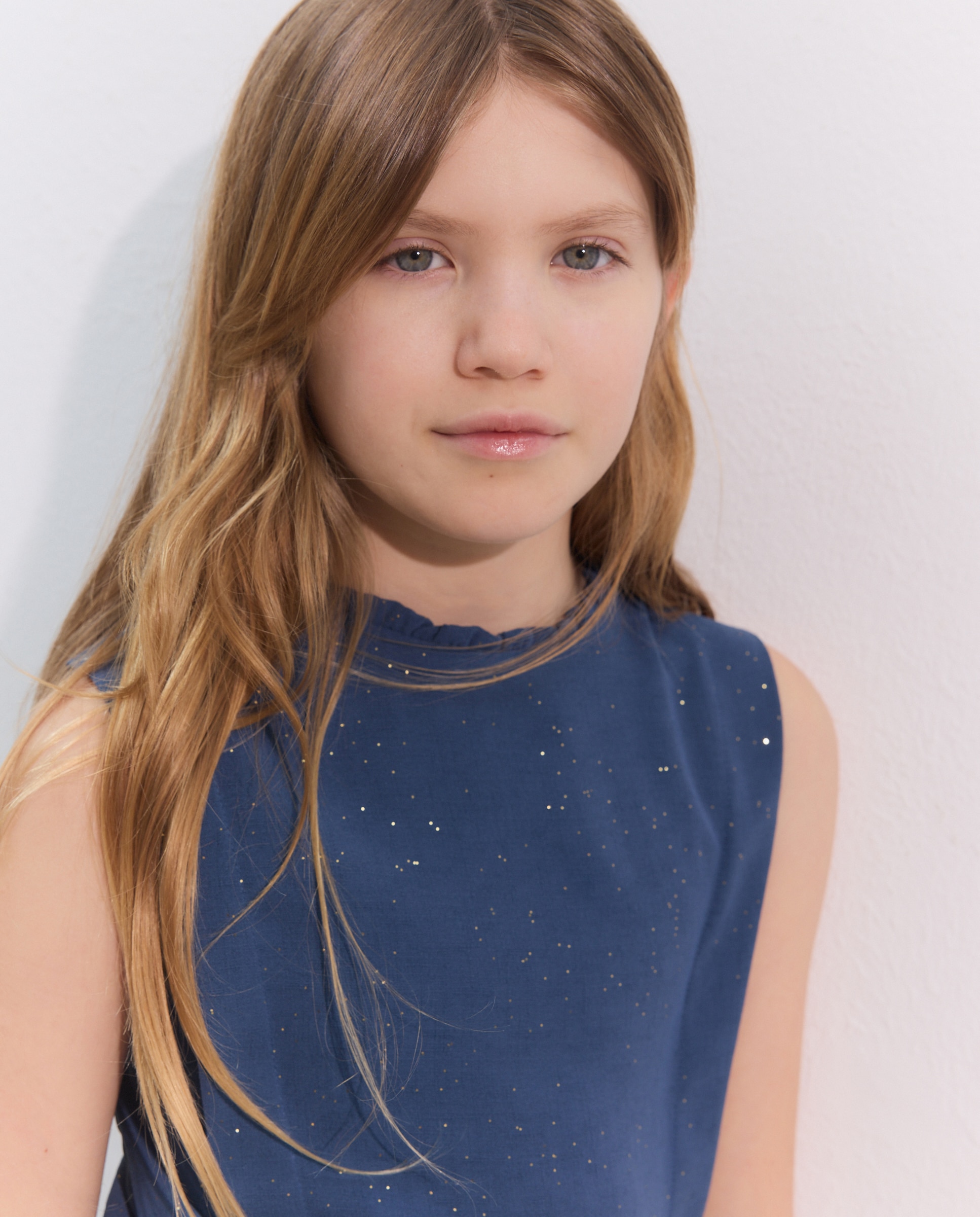 Macacão de Cerimónia em Crepe com Brilho e Pregas 430 Azul Escuro-4