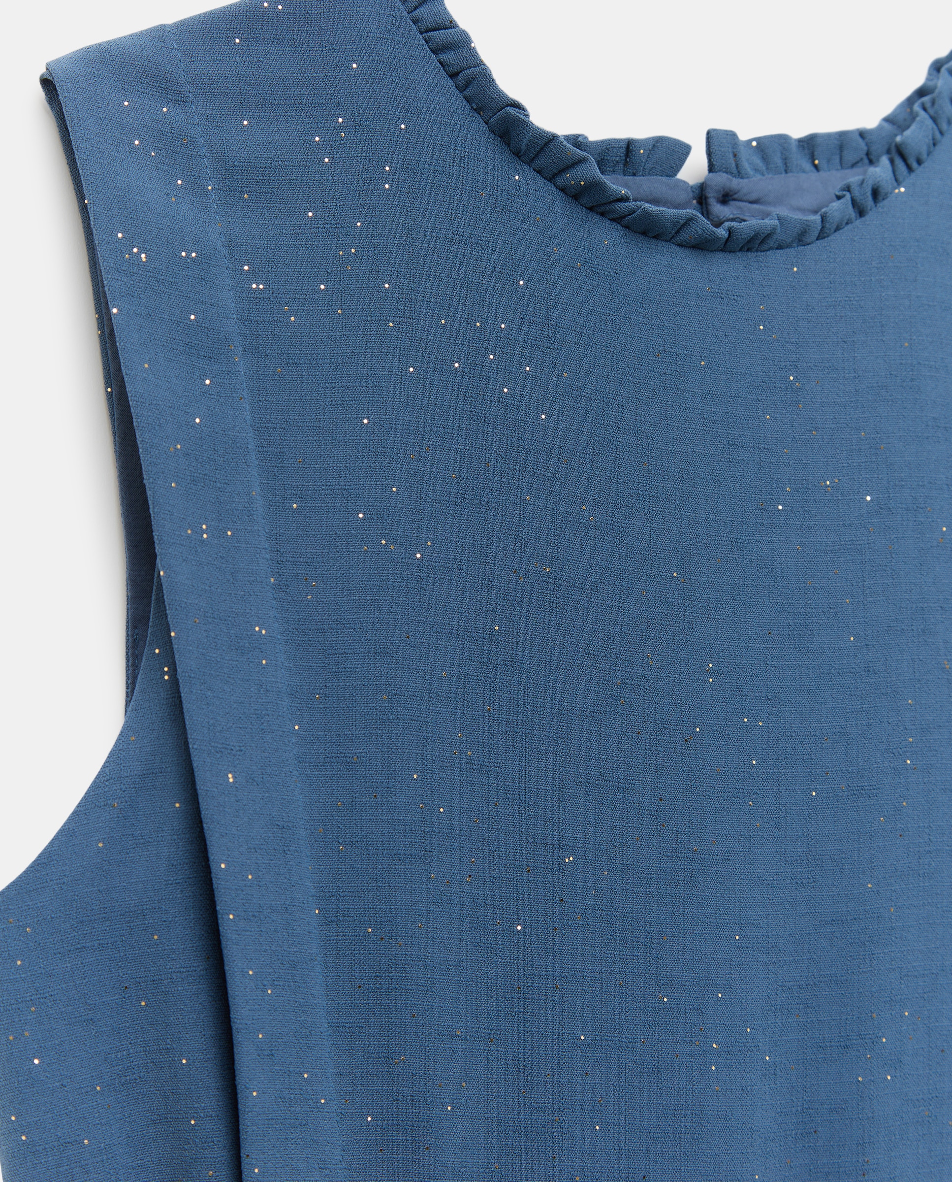 Macacão de Cerimónia em Crepe com Brilho e Pregas 430 Azul Escuro-6