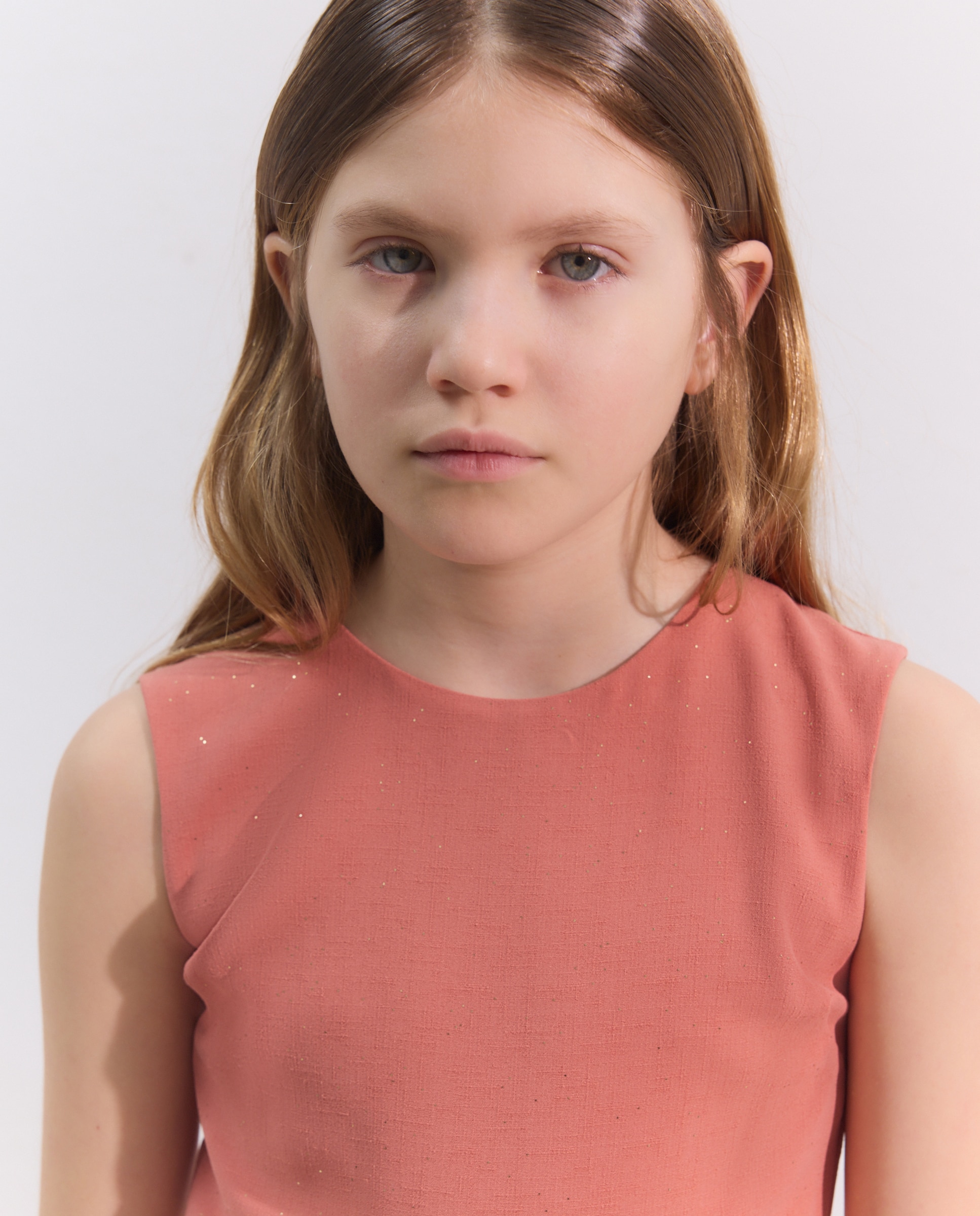 Macacão de Cerimónia em Crepe com Brilho e Pregas 770 Terracota-2