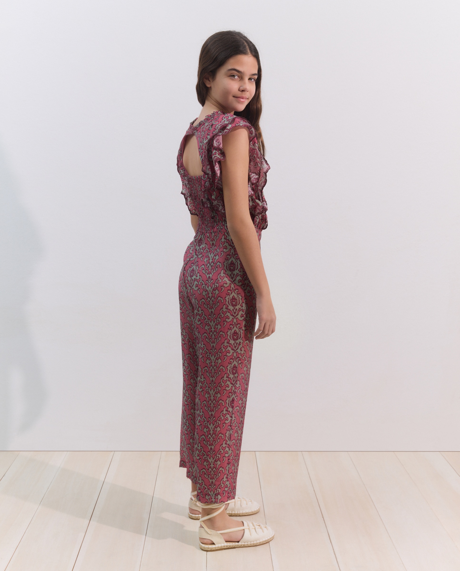 Macacão com Folhos e Estampado Coconut El Corte Inglés Vermelho-3