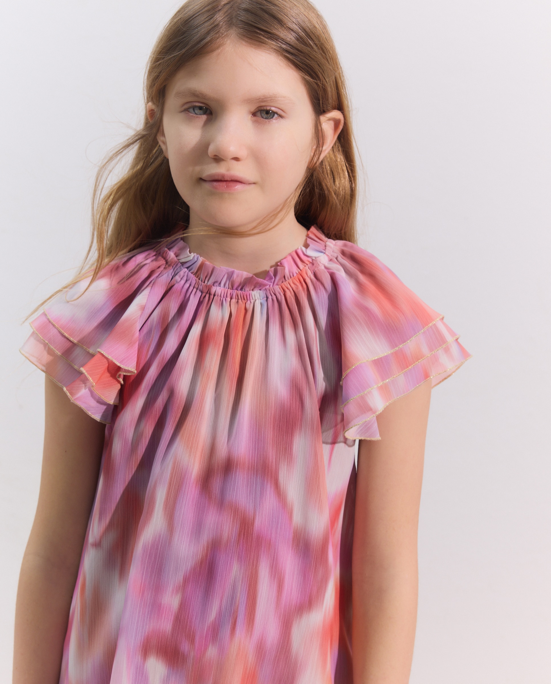 Vestido de Cerimónia com Manga Curta Rosa-2