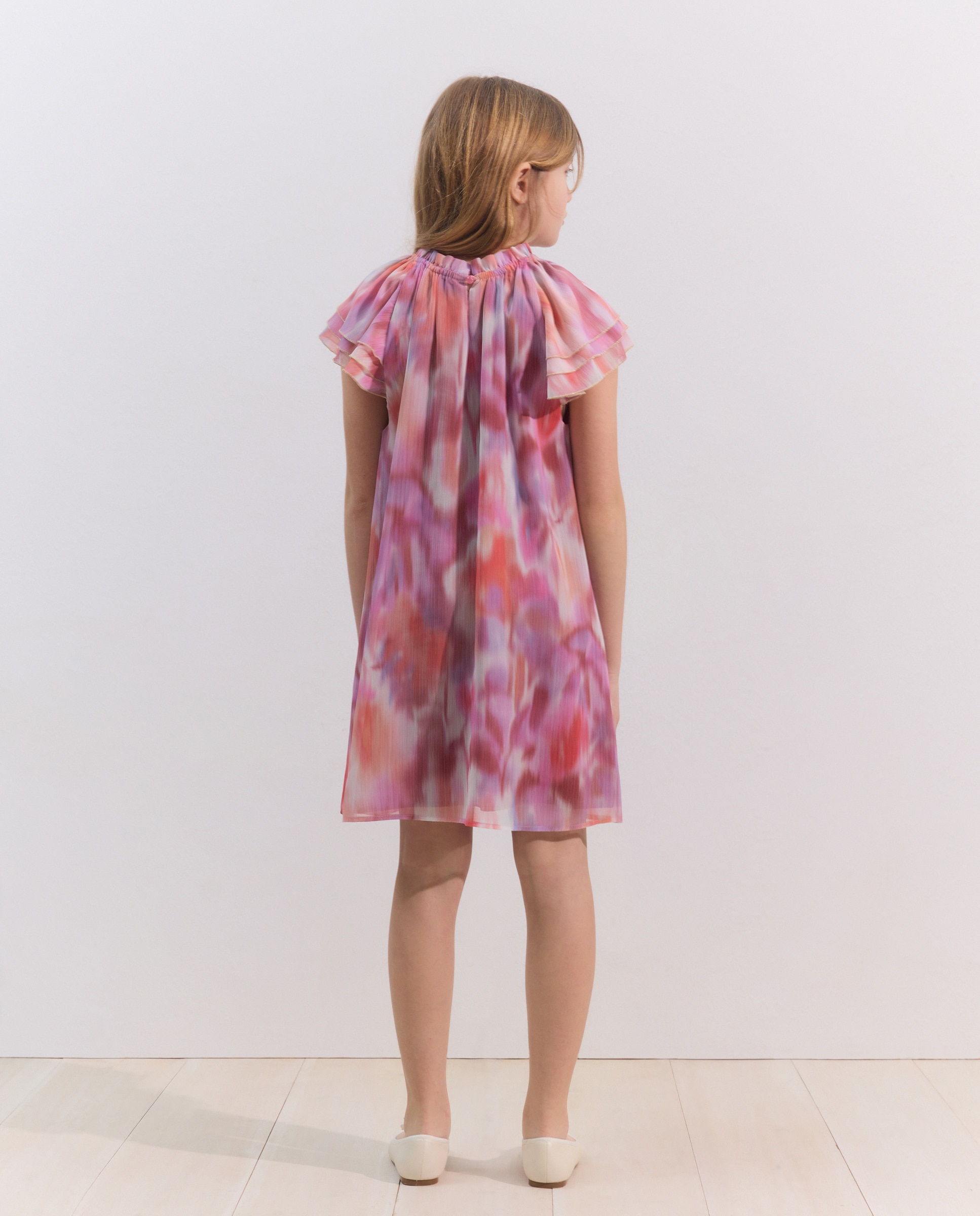 Vestido de Cerimónia com Manga Curta Rosa-3