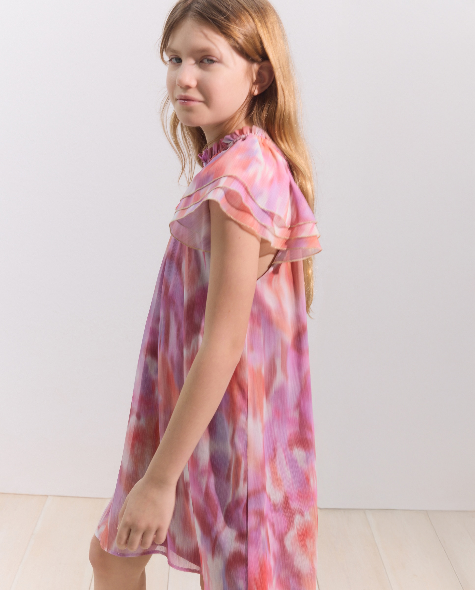 Vestido de Cerimónia com Manga Curta Rosa-4