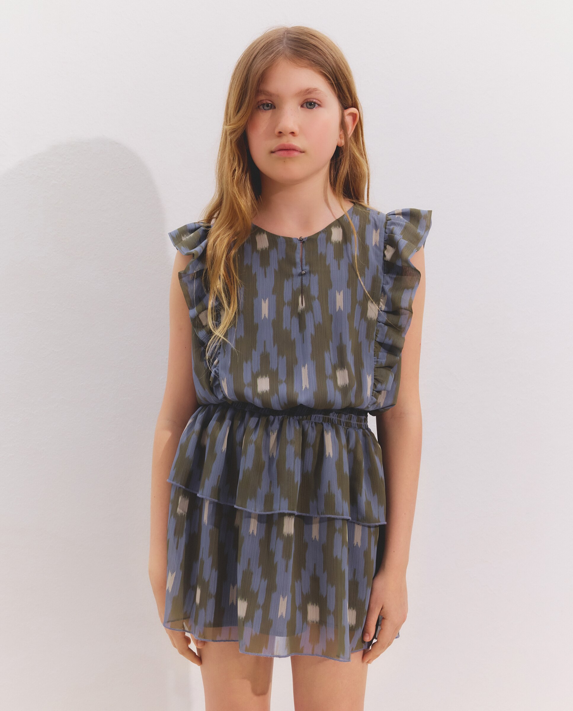 Vestido Ondulado com Manga Curta Coconut El Corte Inglés Azul-2