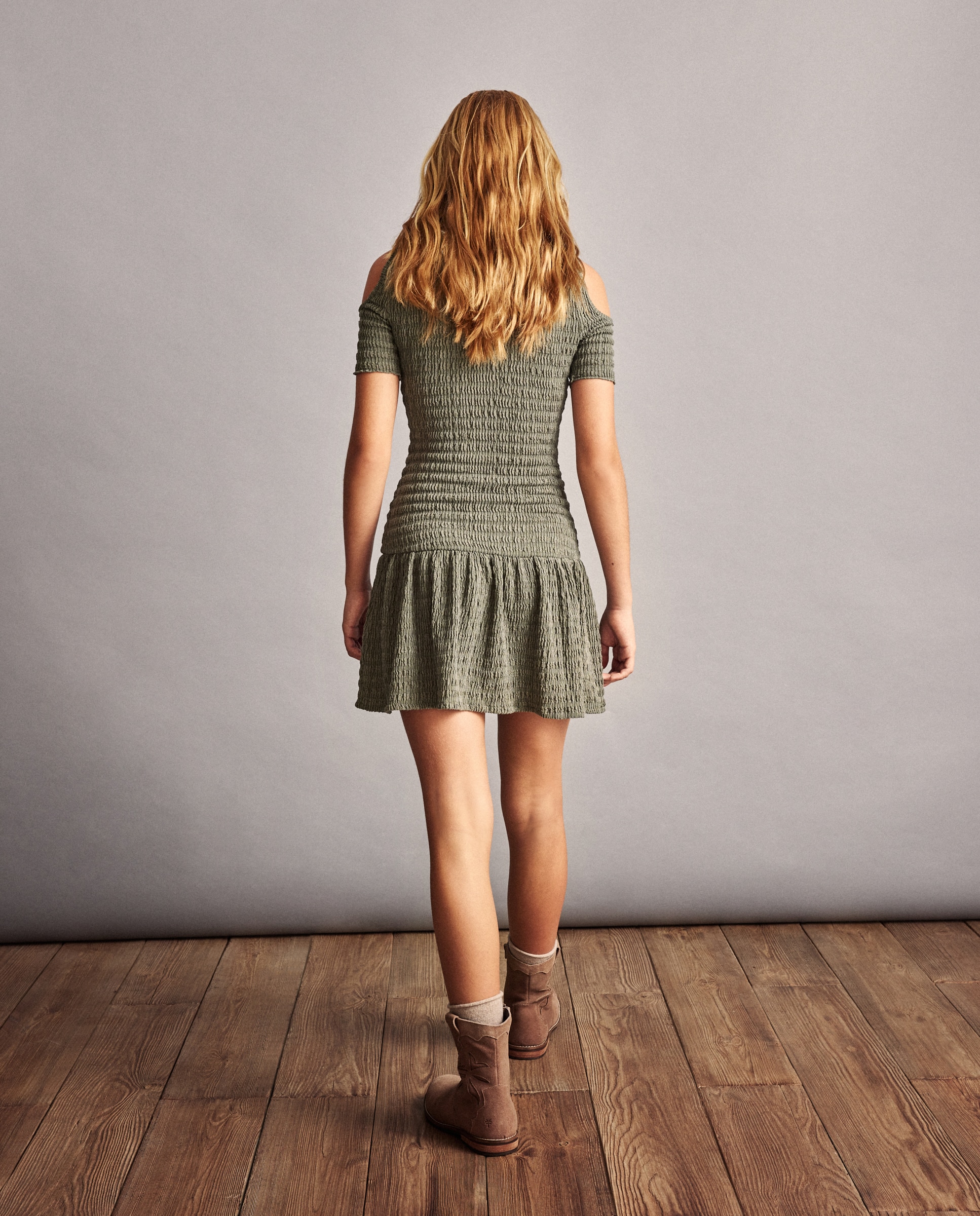 Vestido de Malha Circular com Elásticos Coconut El Corte Inglés 580 Musgo-4