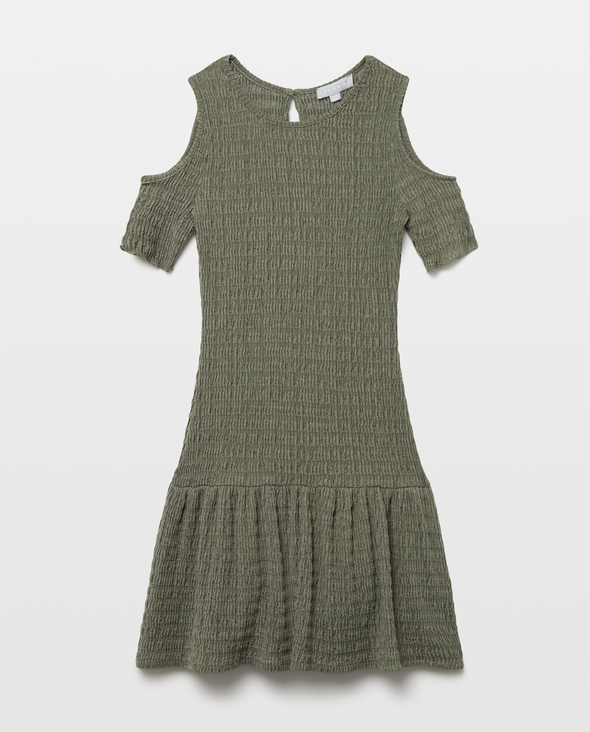 Vestido de Malha Circular com Elásticos Coconut El Corte Inglés 580 Musgo-5