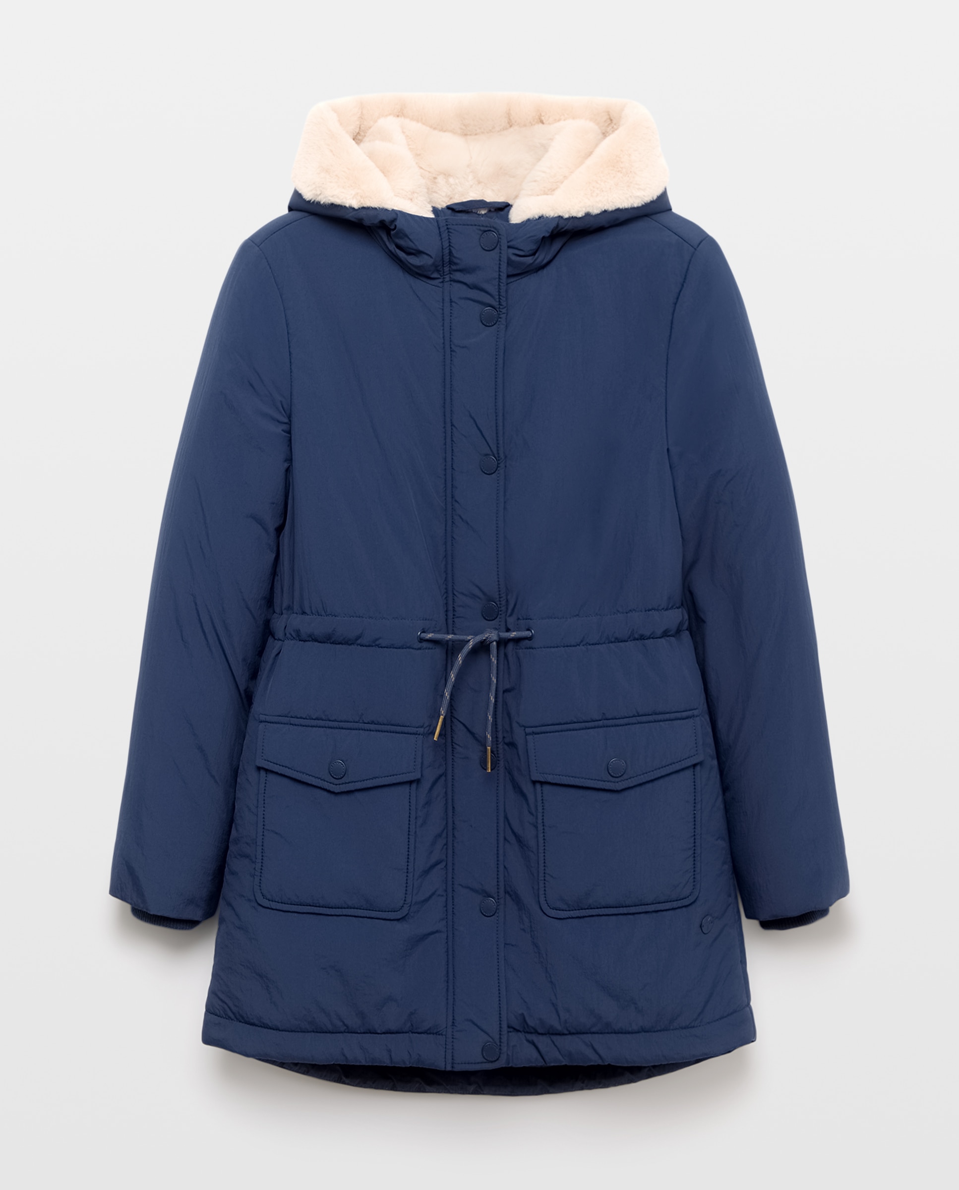 Imagem 0 de Parka Tipo Coreana com Capuz com Pelo