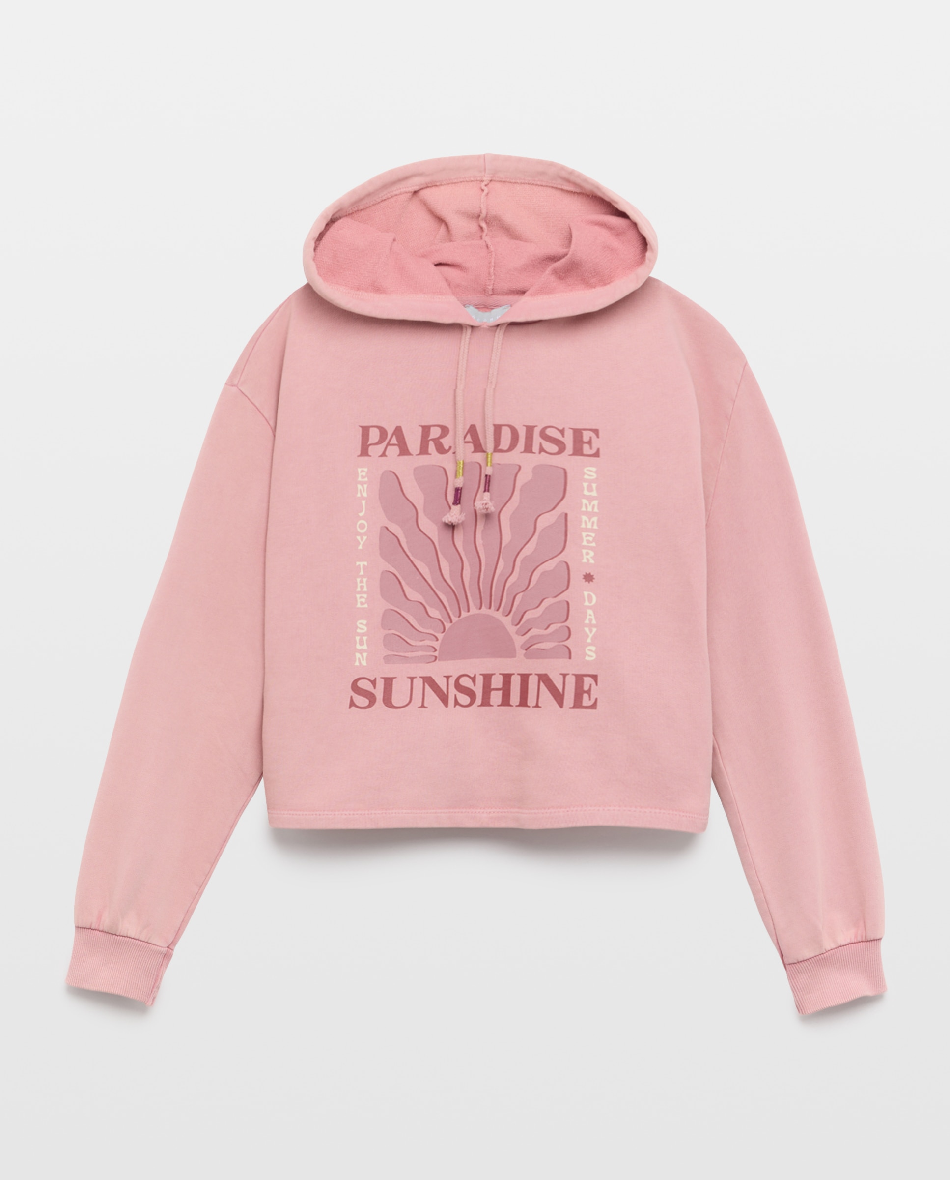 Sweatshirt Cropped com Capuz e Fantasia 220 Rosa Pálido-4