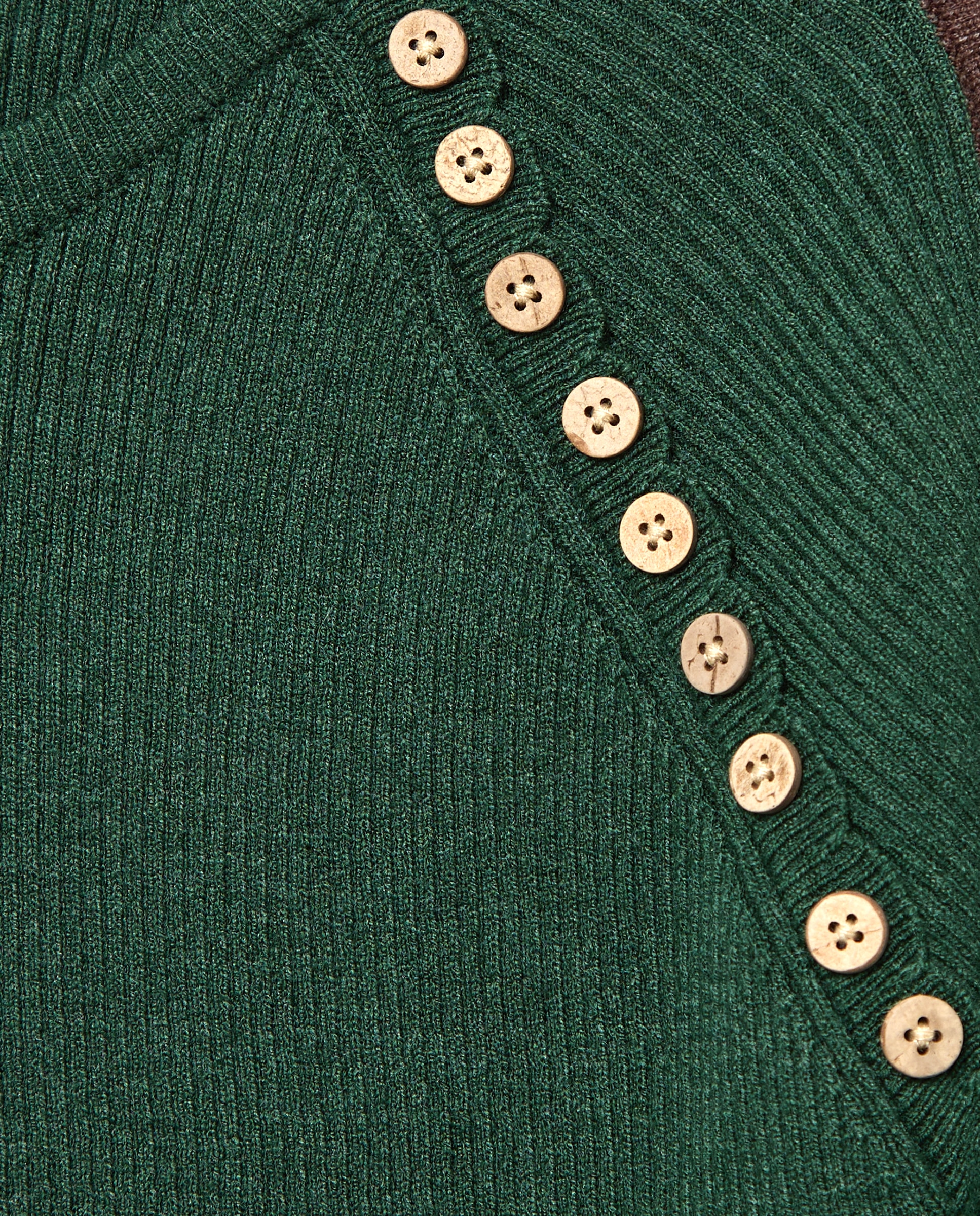 Camisola de Malha Canelada com Cut Out nos Ombros e Botões Coconut El Corte Inglés Verde-6