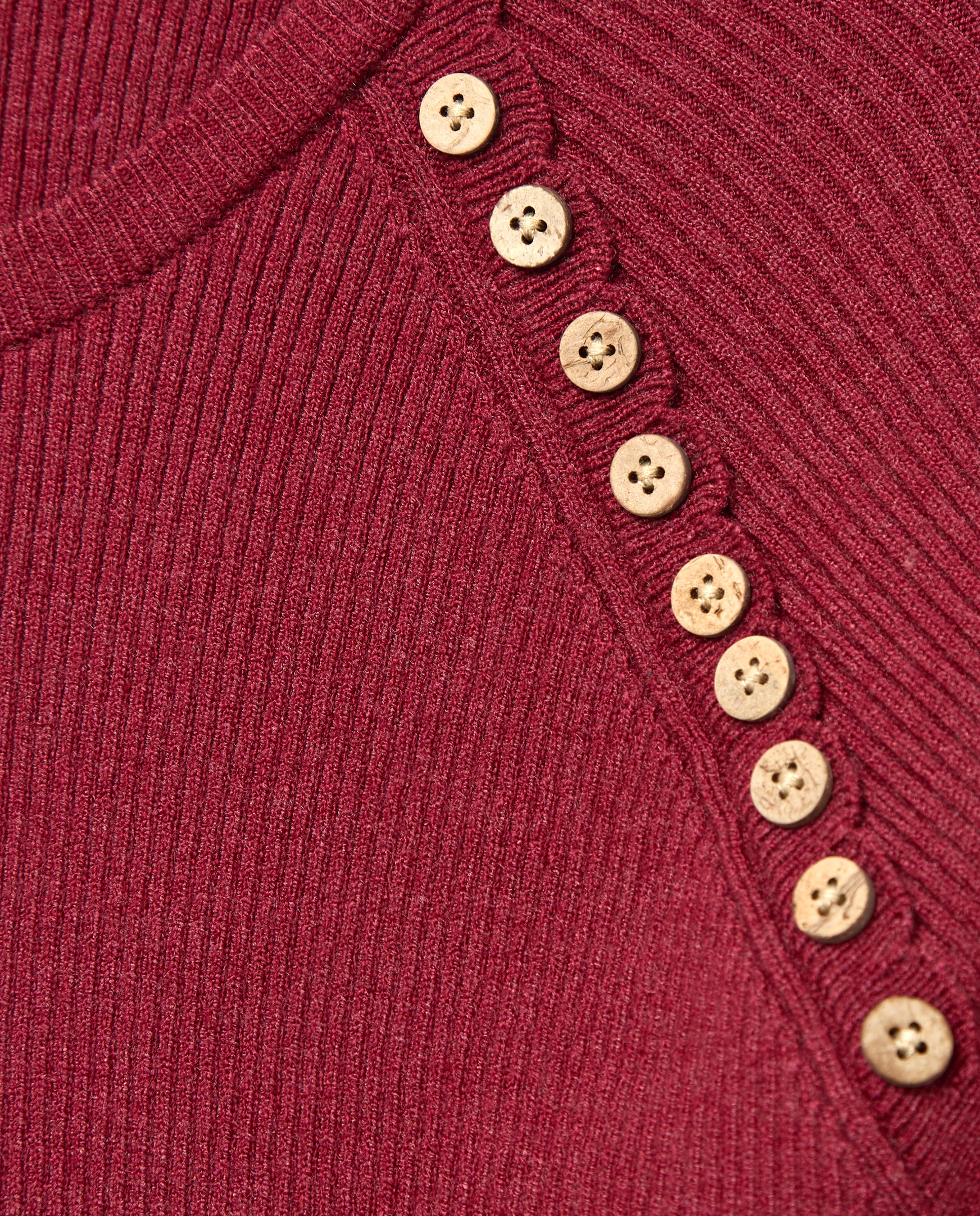 Camisola de Malha Canelada com Cut Out nos Ombros e Botões Coconut El Corte Inglés Buganvília-6