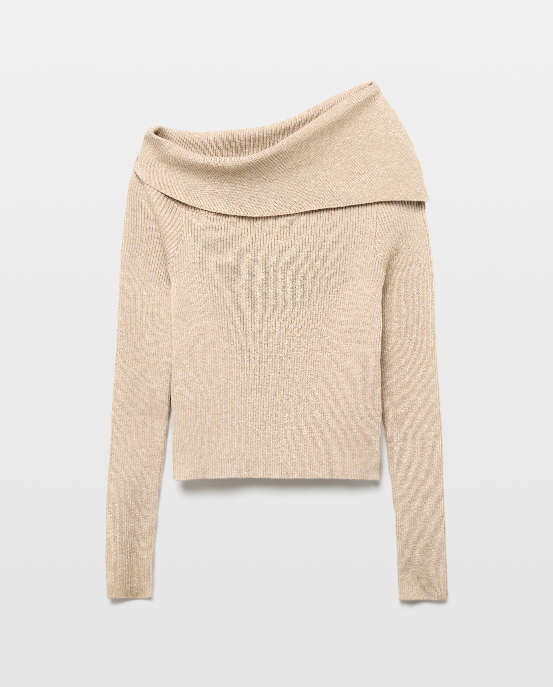 Jersey de canalé asimétrico lurex de niña - Coconut El Corte Inglés - Beige Beige-4