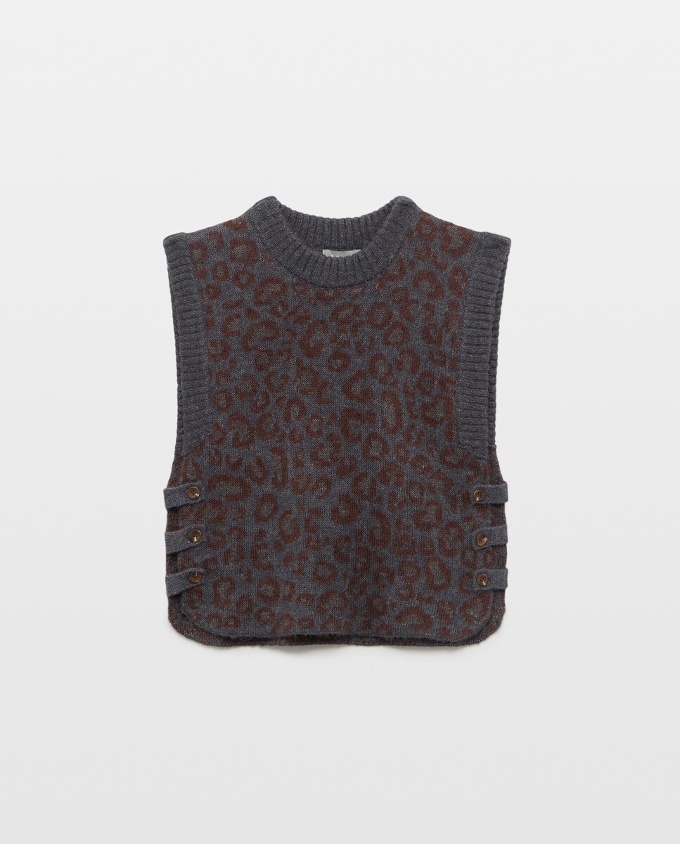 Imagen 1 de Chaleco animal print de niña Marrón