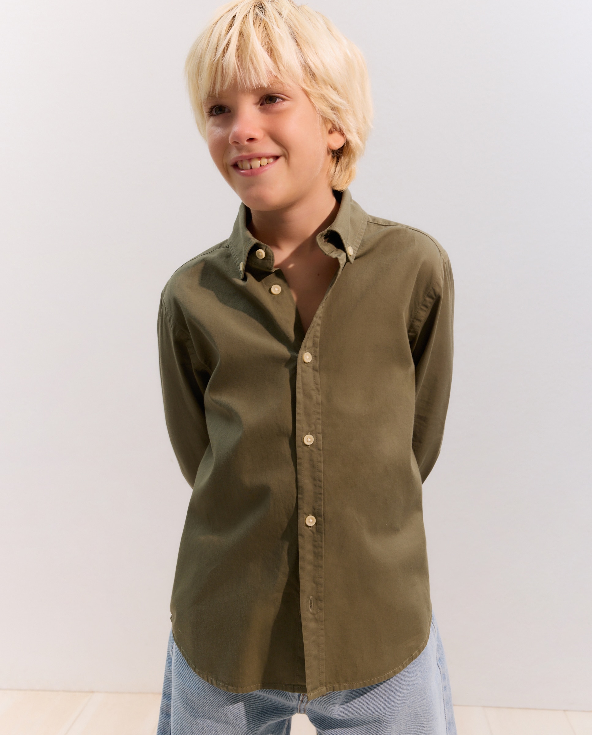 Camisa Oxford de Manga Comprida e Colarinho de Camisa Coconut El Corte Inglés Verde-3