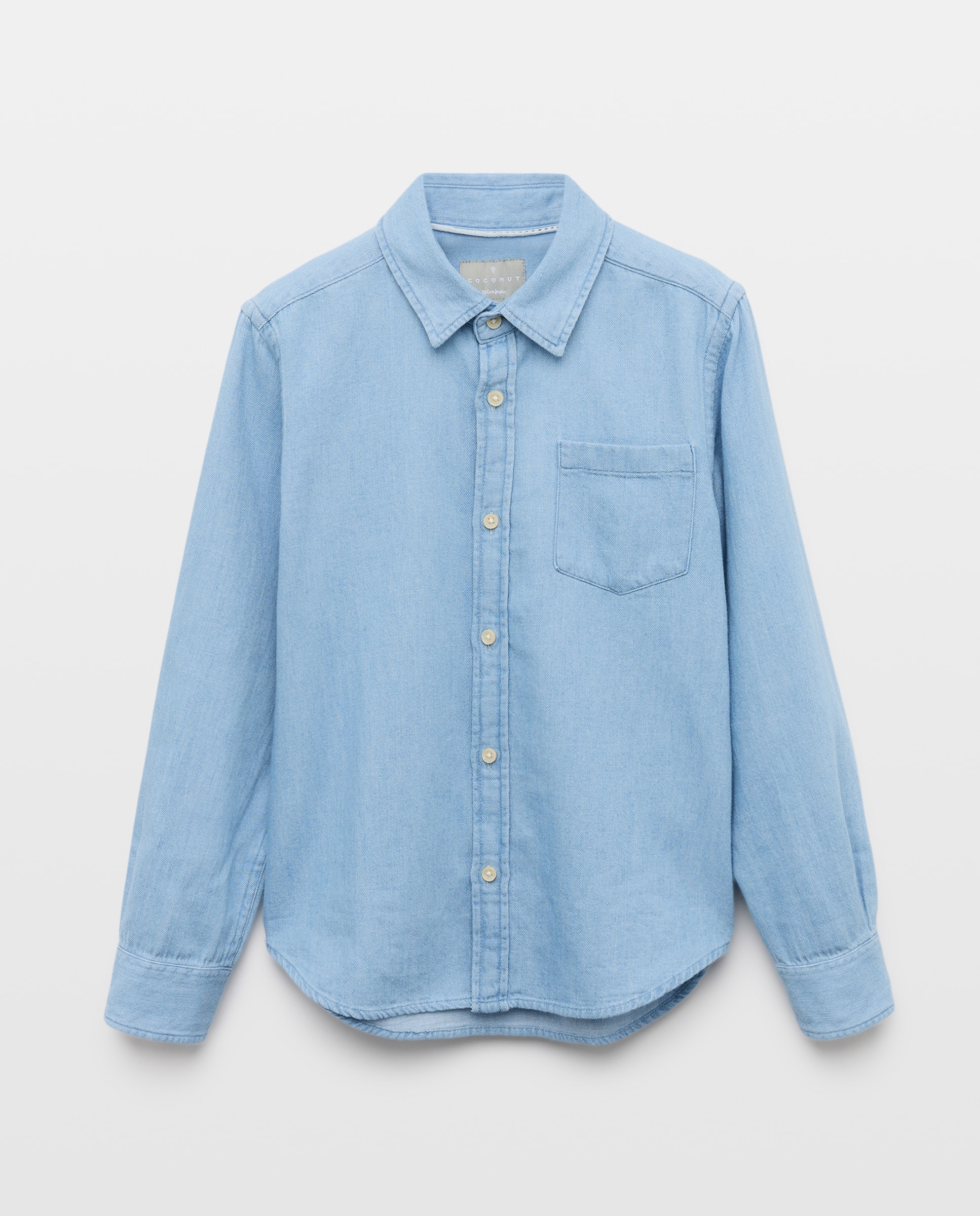 Camisa de Ganga com Manga Comprida, Colarinho de Camisa e Bolso Coconut El Corte Inglés 490 Petróleo-5