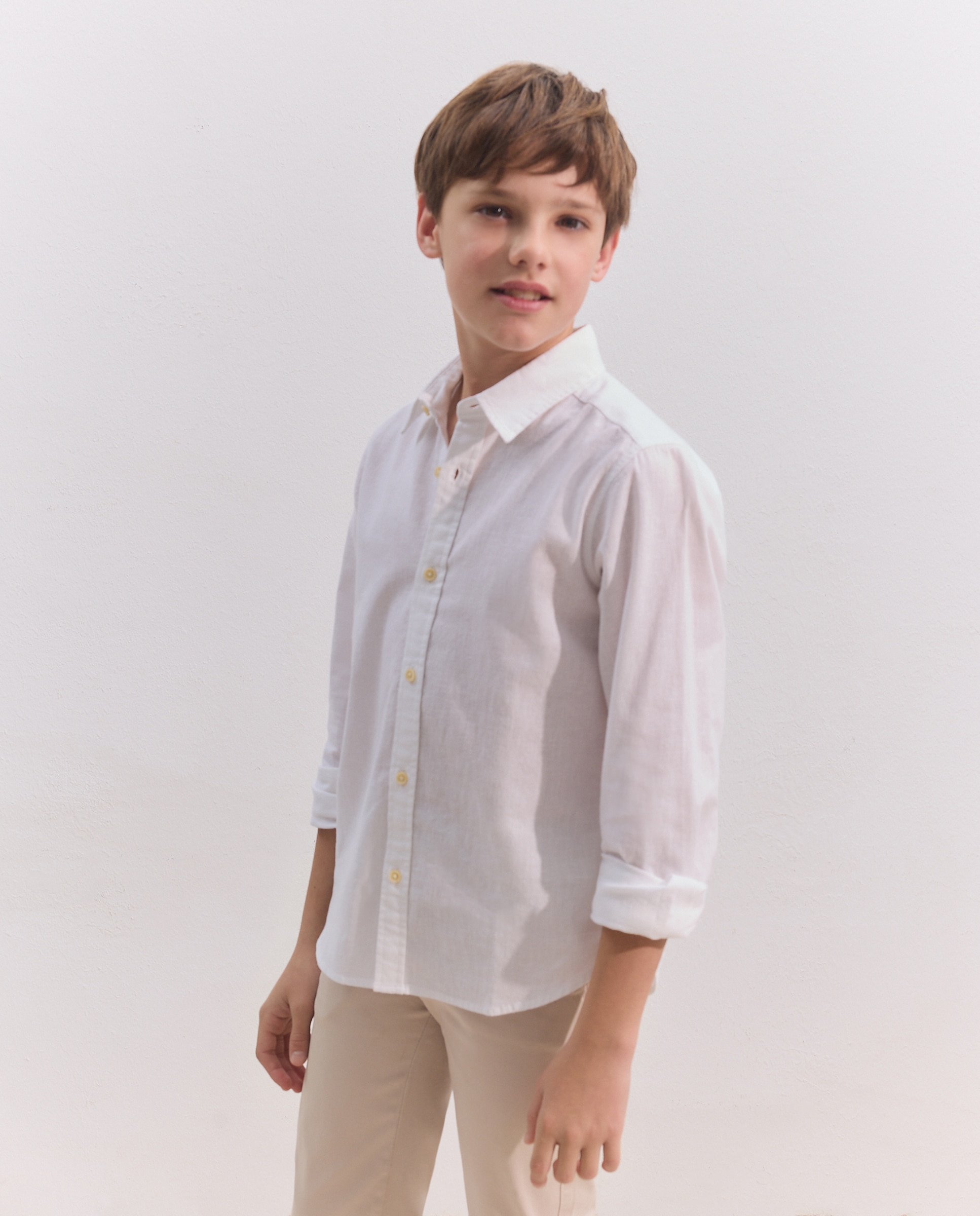 Camisa de Manga Comprida com Colarinho de Camisa Coconut El Corte Inglés 120 Cru-1