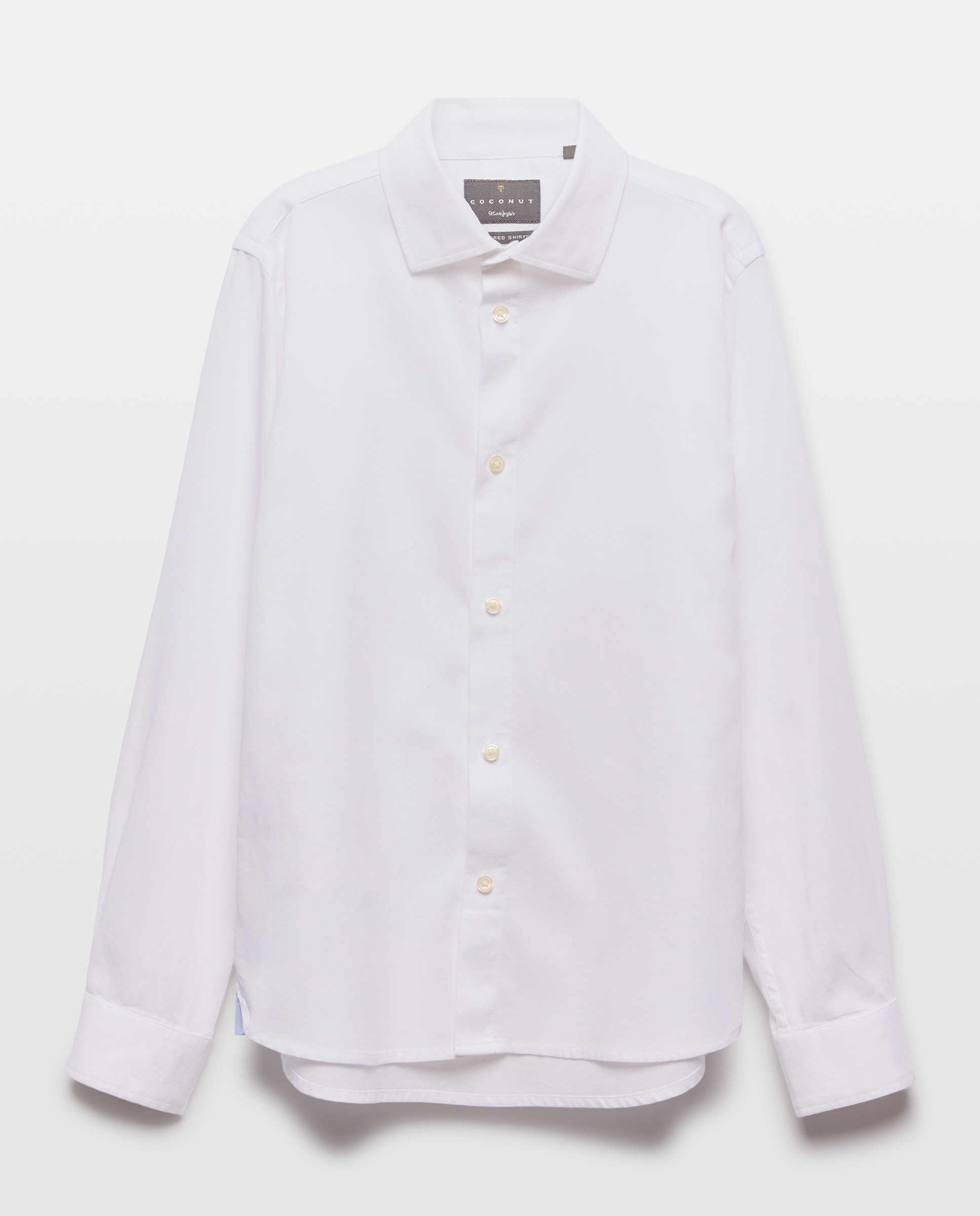 Camisa Clássica de Estrutura Lisa Branco-4