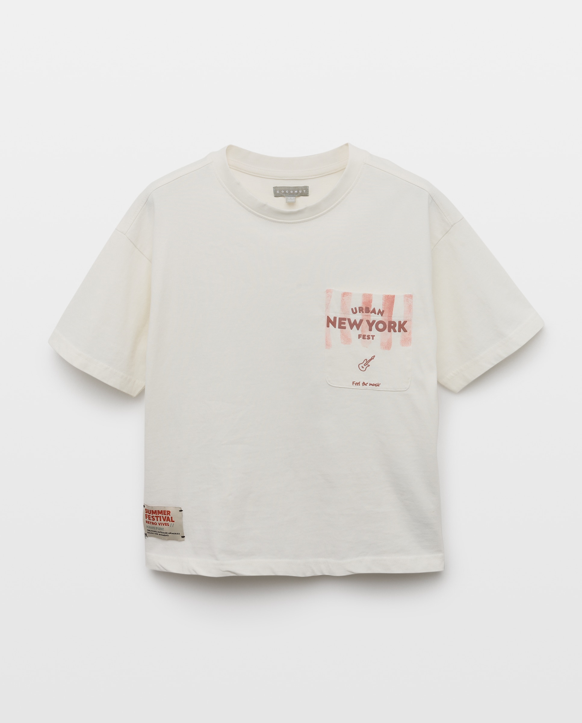 T-shirt de Manga Curta com Bolso Urban NY Coconut El Corte Inglés 120 Cru-4