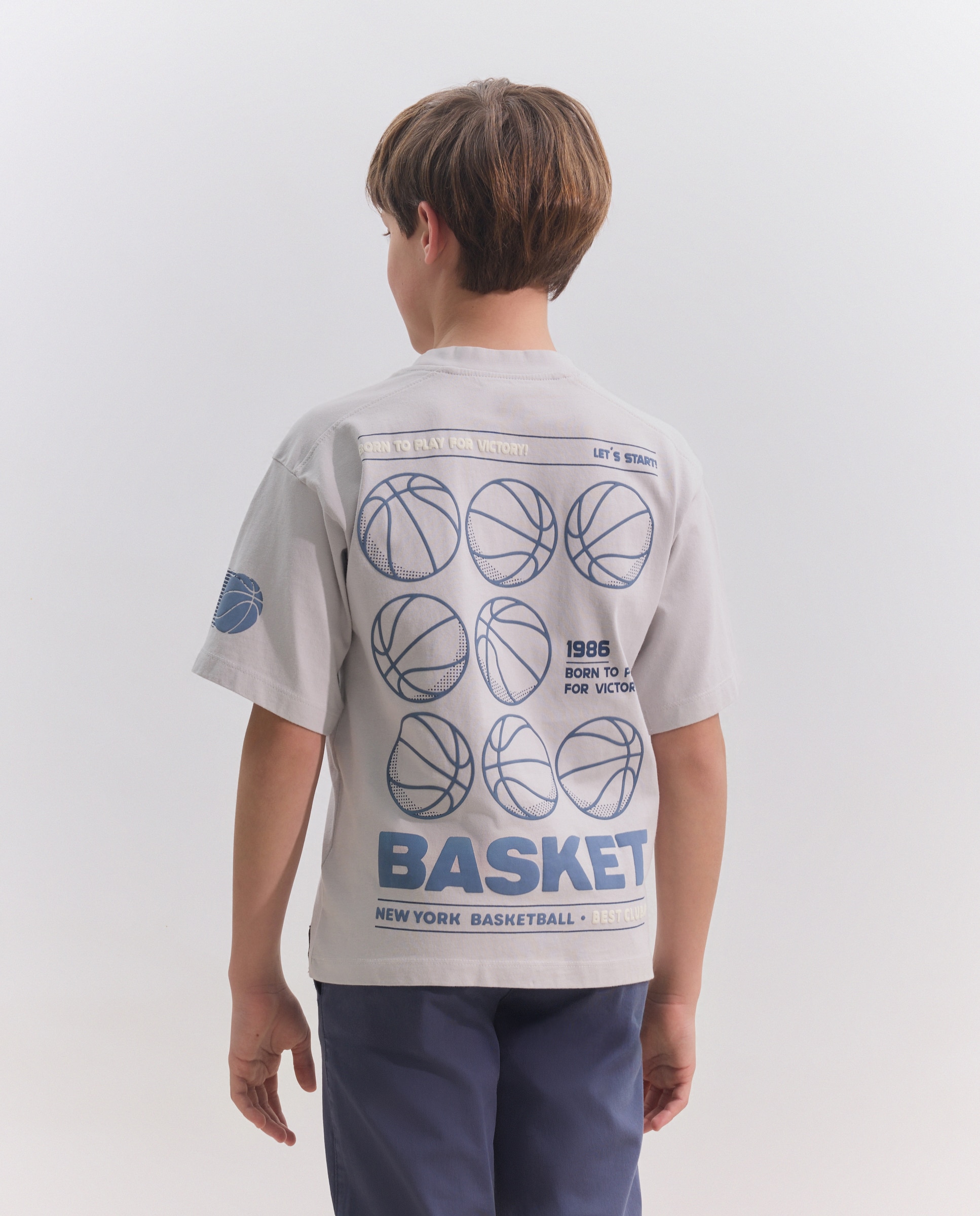 T-shirt de Manga Curta NY Basket Club Coconut El Corte Inglés Cinzento-claro-3