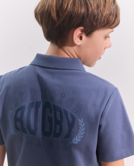 Polo lavado manga corta RUGBY LEAGUE de niño
