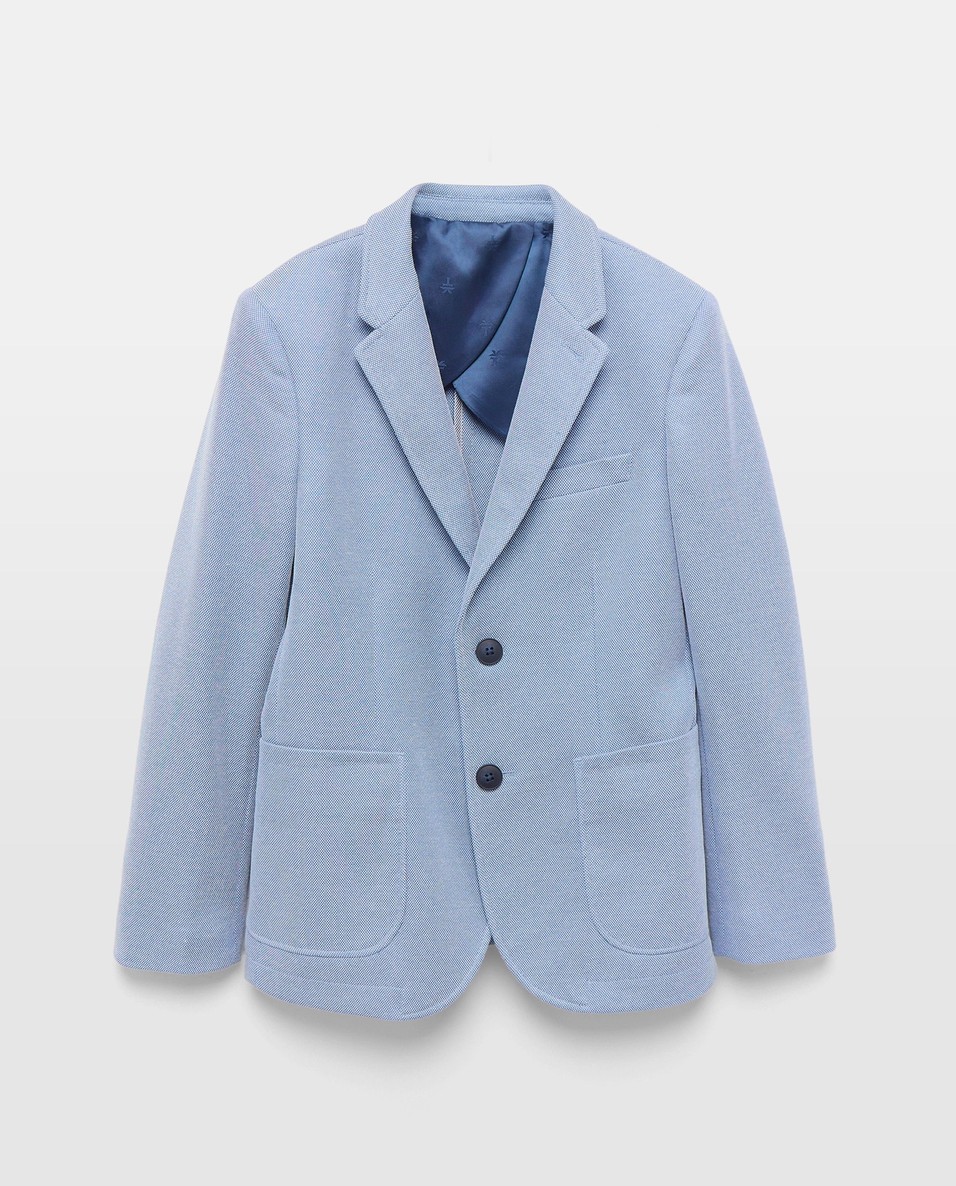 Blazer em Tecido Piqué Coconut El Corte Inglés 410 Azul Claro-1