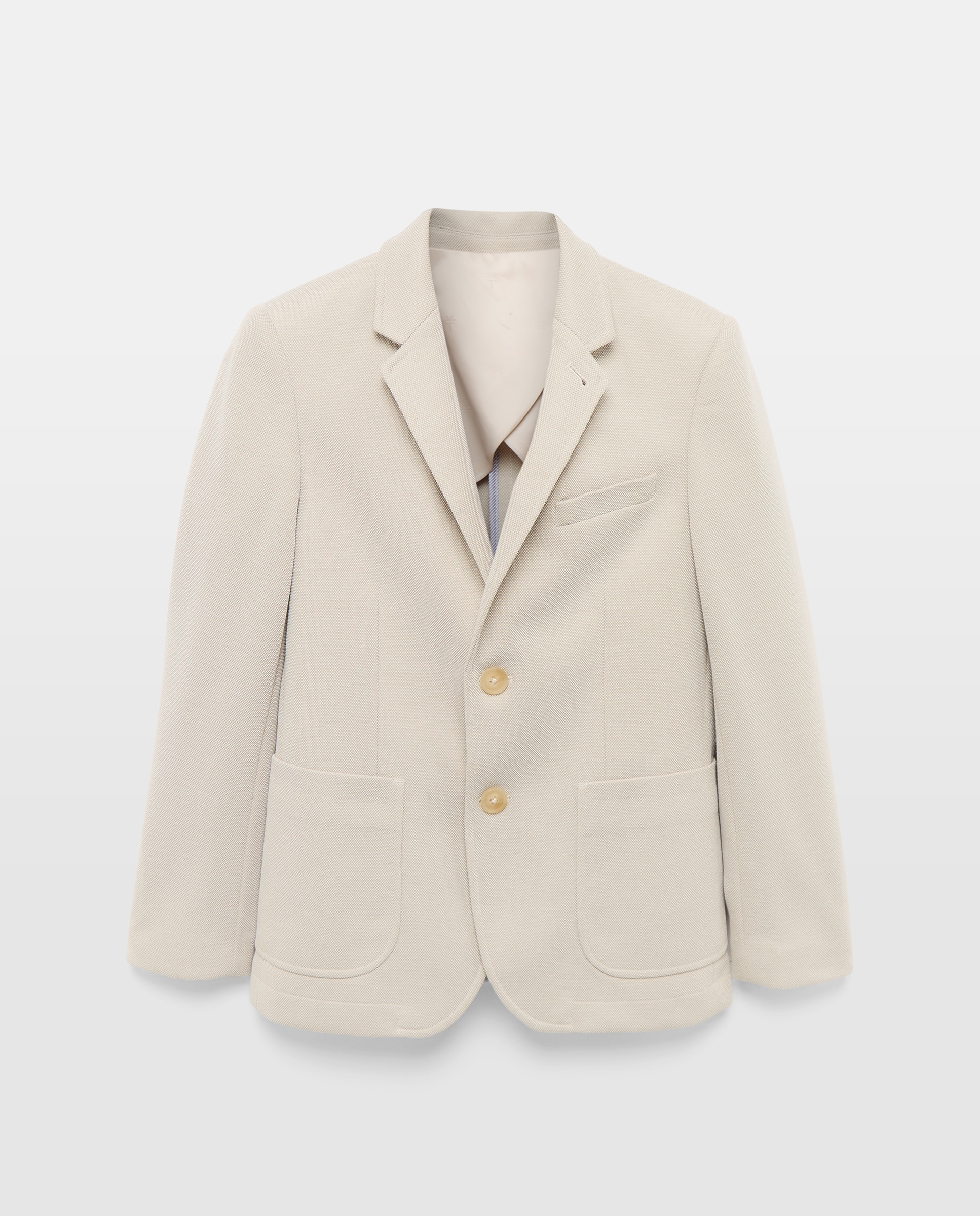 Blazer em Tecido Piqué Coconut El Corte Inglés Bege-1