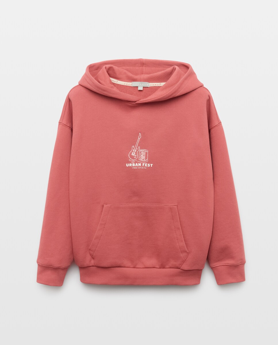 Sweatshirt com Capuz e Bolso Canguru 770 Terracota-4