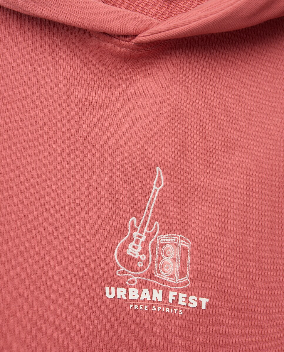 Sweatshirt com Capuz e Bolso Canguru 770 Terracota-5