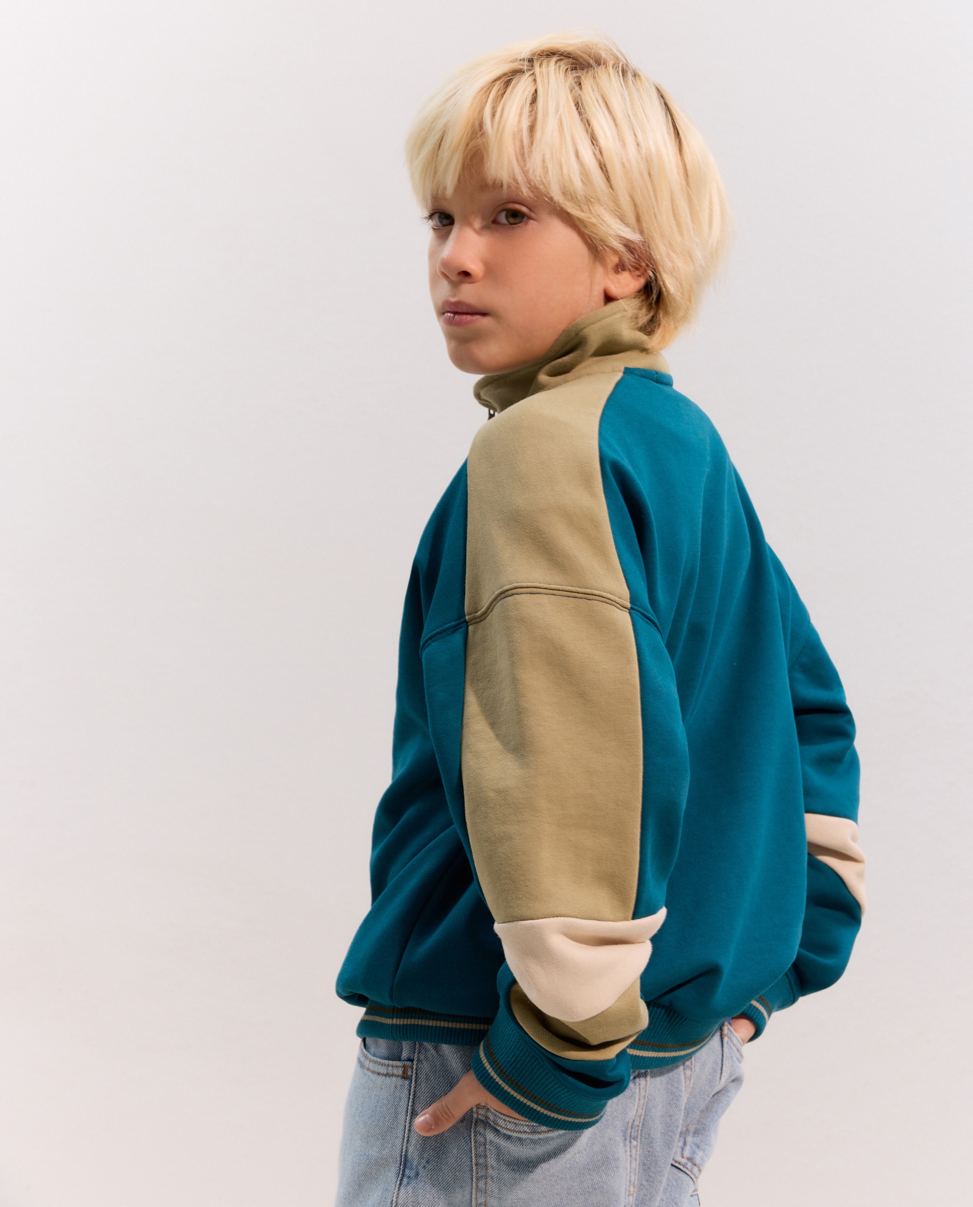 Sweatshirt Half Zip 510 Verde Claro-4