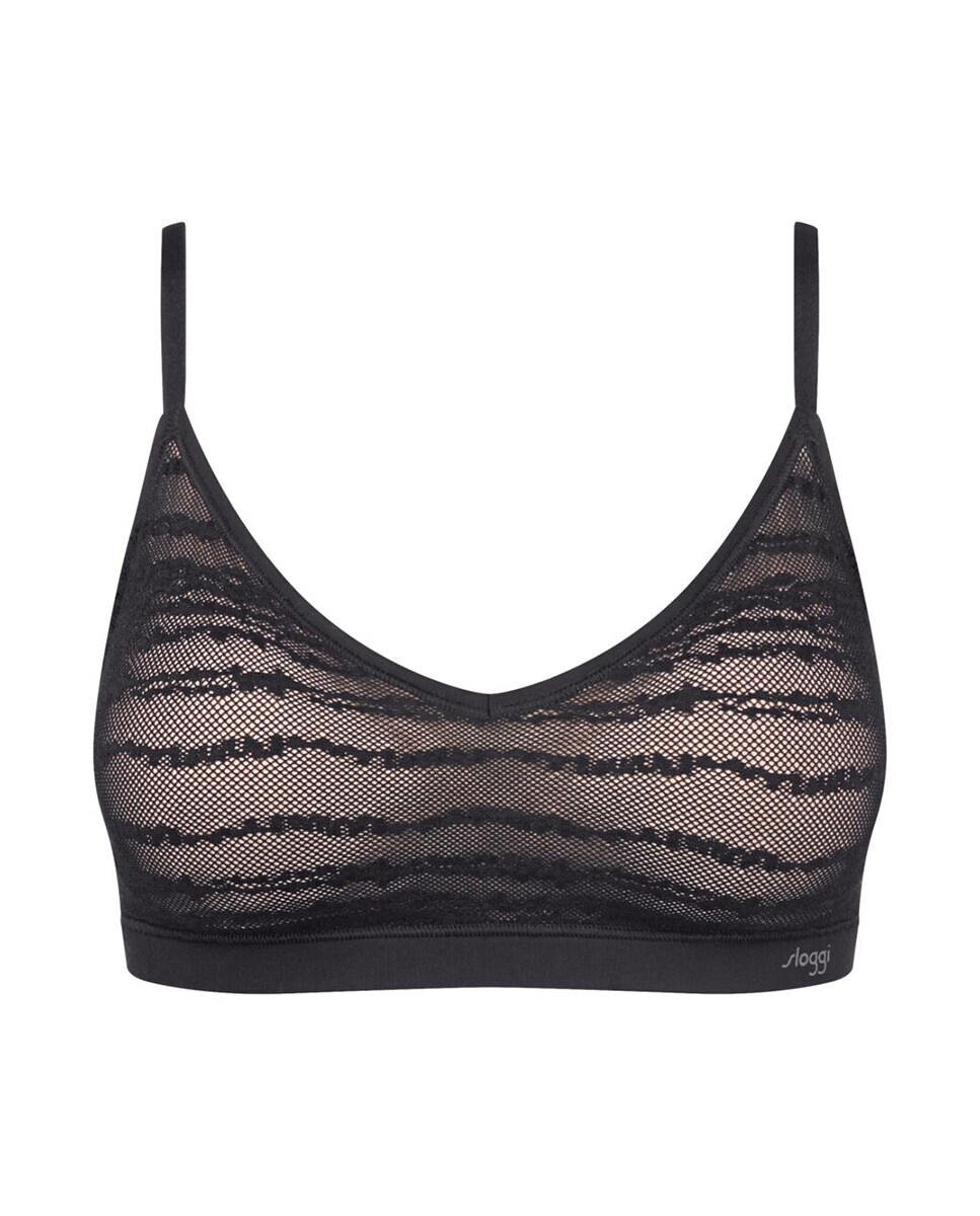 Soutien Push-Up de Renda Plano Preto-4