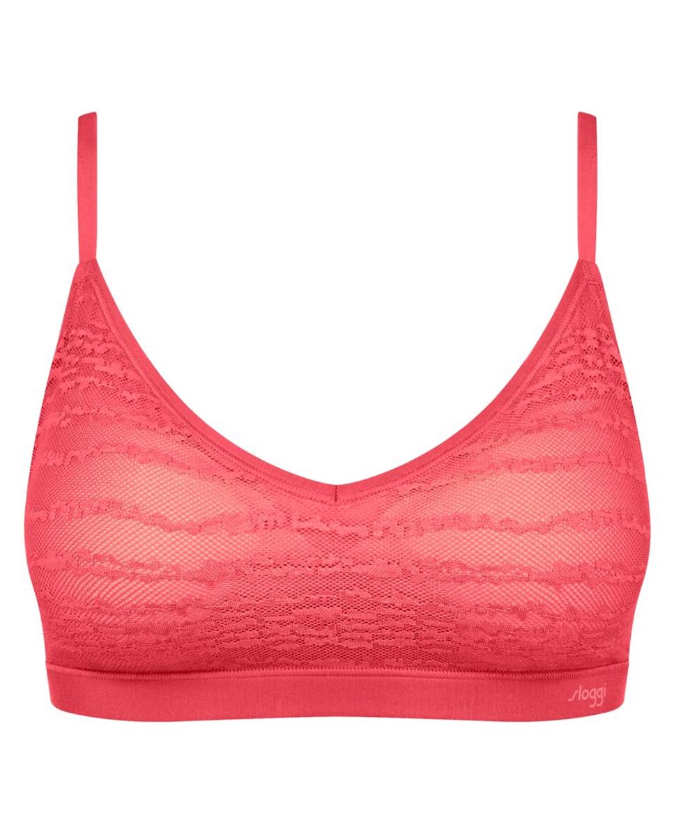 Soutien Push-Up de Renda Plano Rosa-claro-4