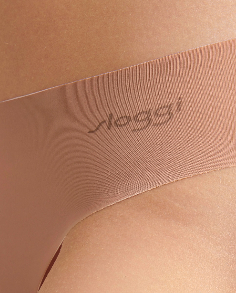 Cueca Culotte Tipo Tanga sem Costuras e em Microfibra Reciclada Castanho-claro-3