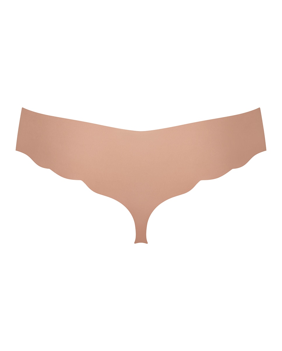 Cueca Culotte Tipo Tanga sem Costuras e em Microfibra Reciclada Castanho-claro-5
