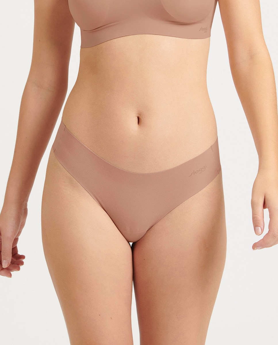 Cueca Culotte Tipo Tanga sem Costuras e em Modal Sustentável Castanho-claro-1