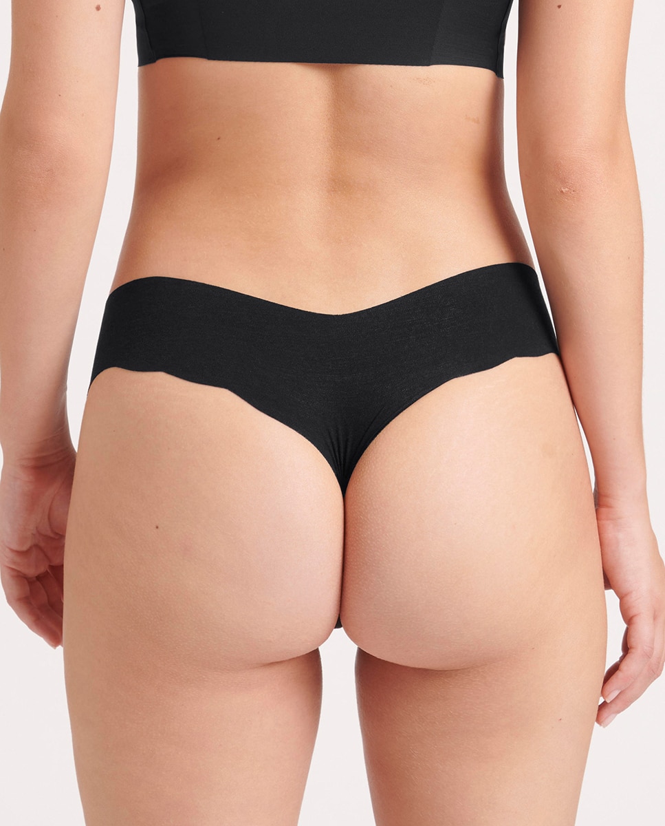 Cueca Culotte Tipo Tanga sem Costuras e em Modal Sustentável Preto-2
