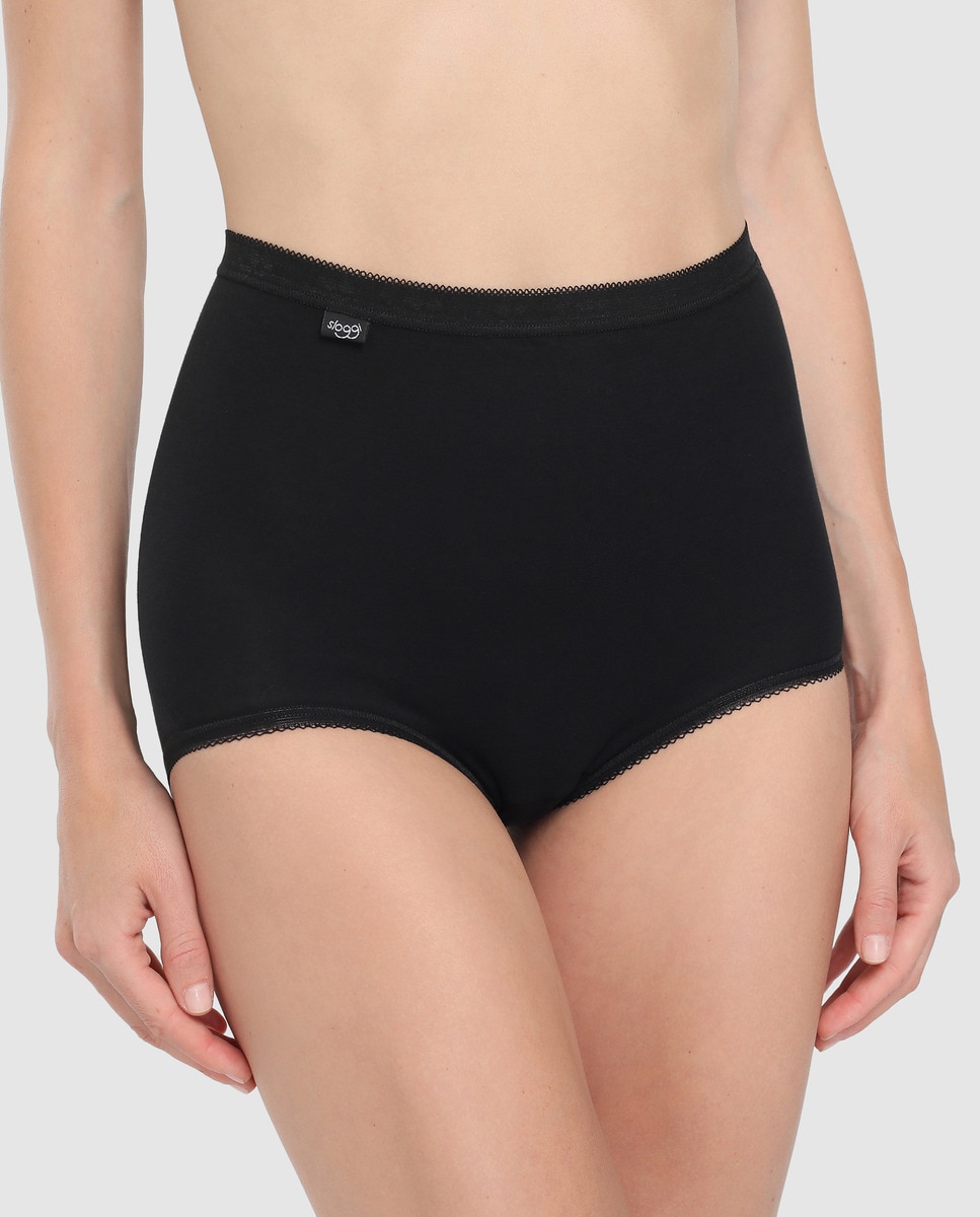 Pack de duas cuecas altas Slw Basic Sloggi lisas Preto-1