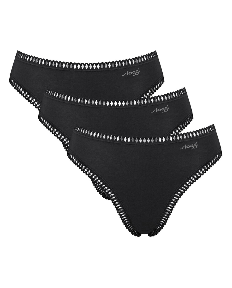 Pack de bragas estilo tai - Sloggi - Negro Negro-4