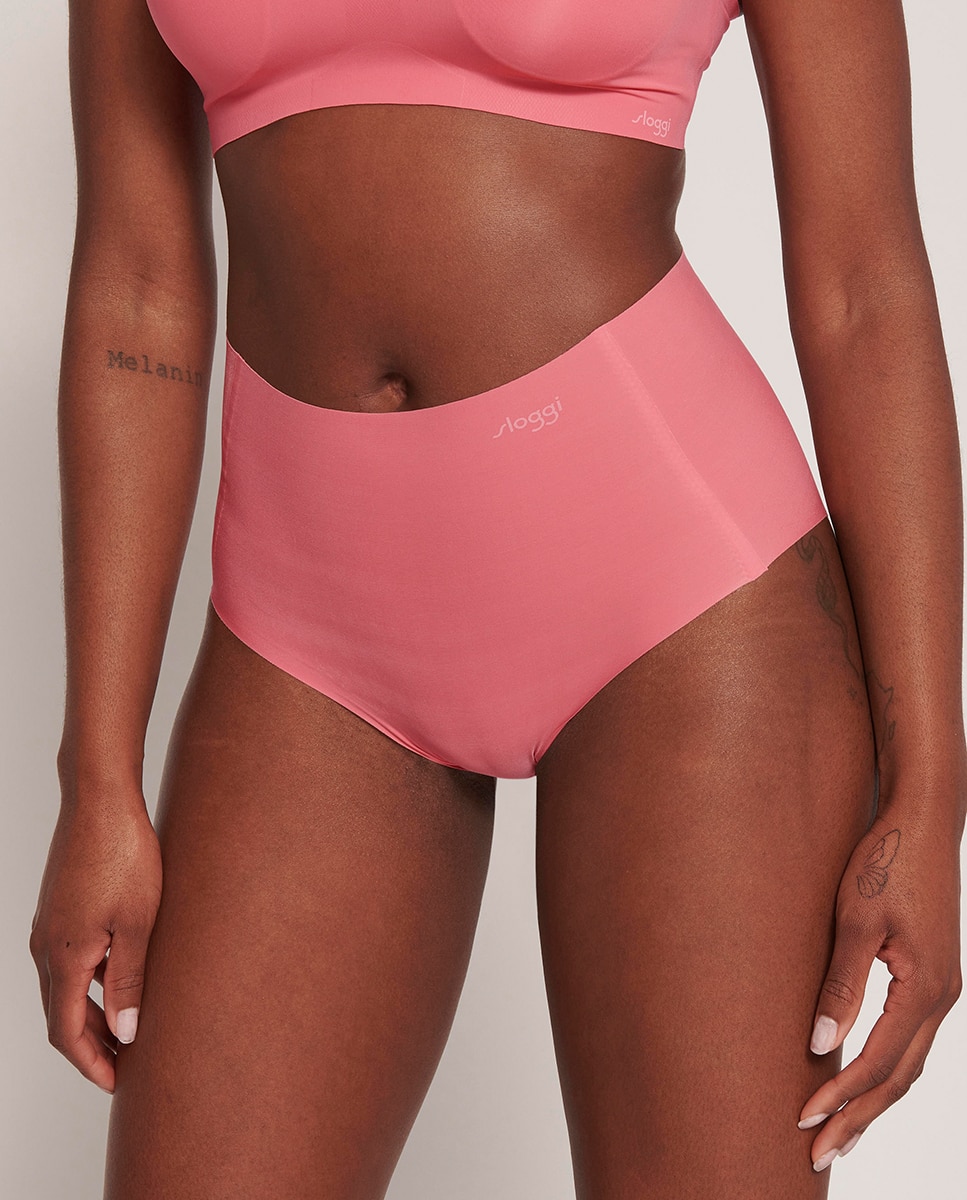 Cueca de Cintura Subida sem Costuras e em Microfibra Japonesa Ultra Fina Rosa-1