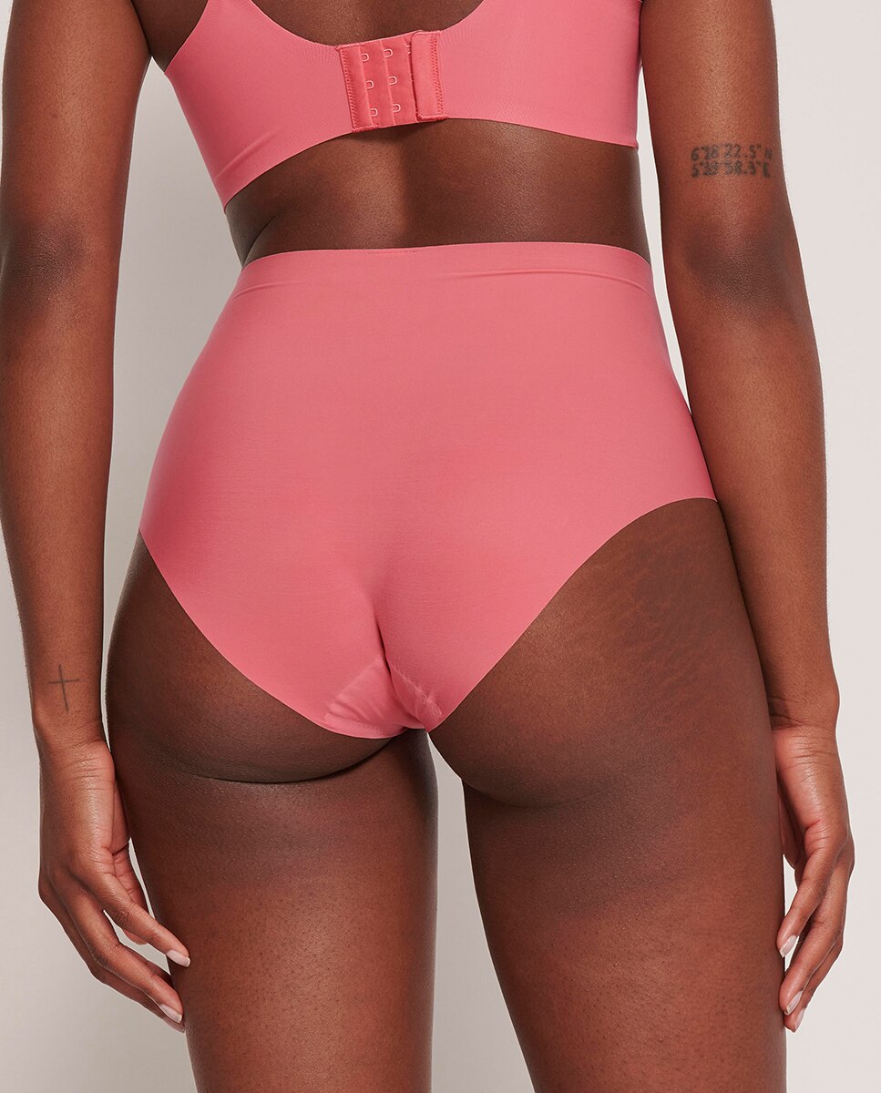 Cueca de Cintura Subida sem Costuras e em Microfibra Japonesa Ultra Fina Rosa-2