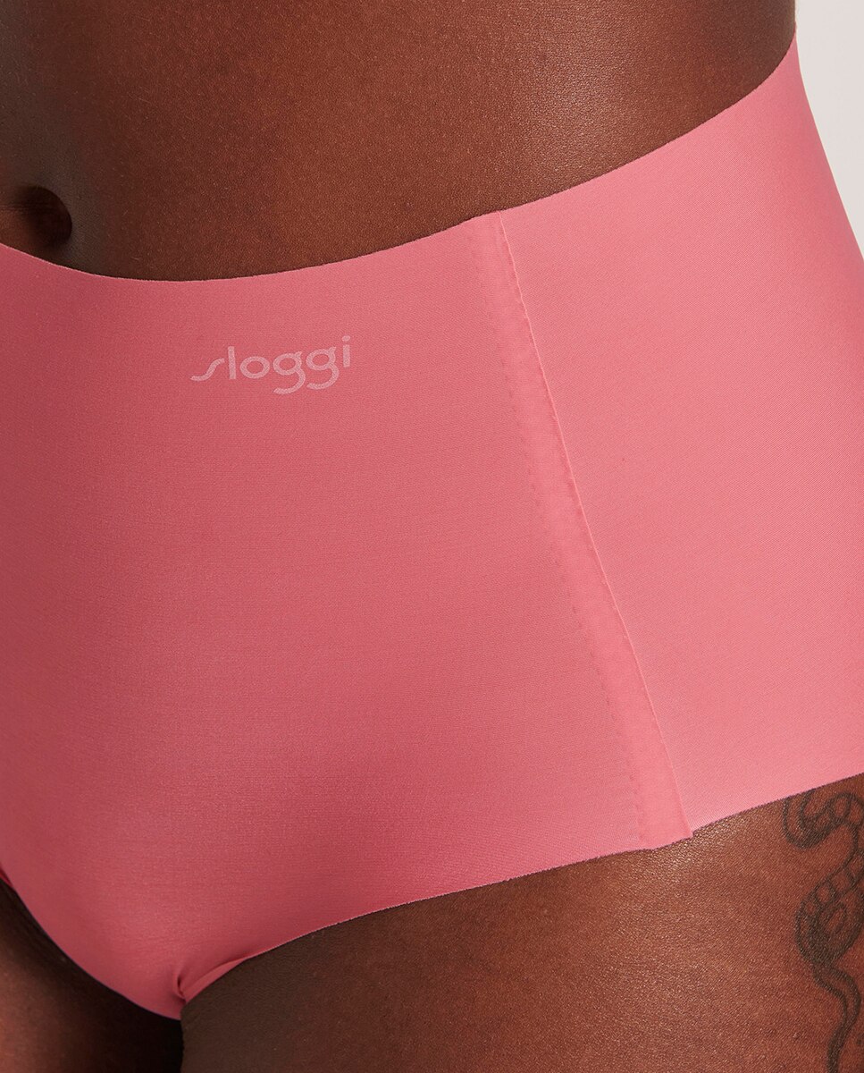 Cueca de Cintura Subida sem Costuras e em Microfibra Japonesa Ultra Fina Rosa-3