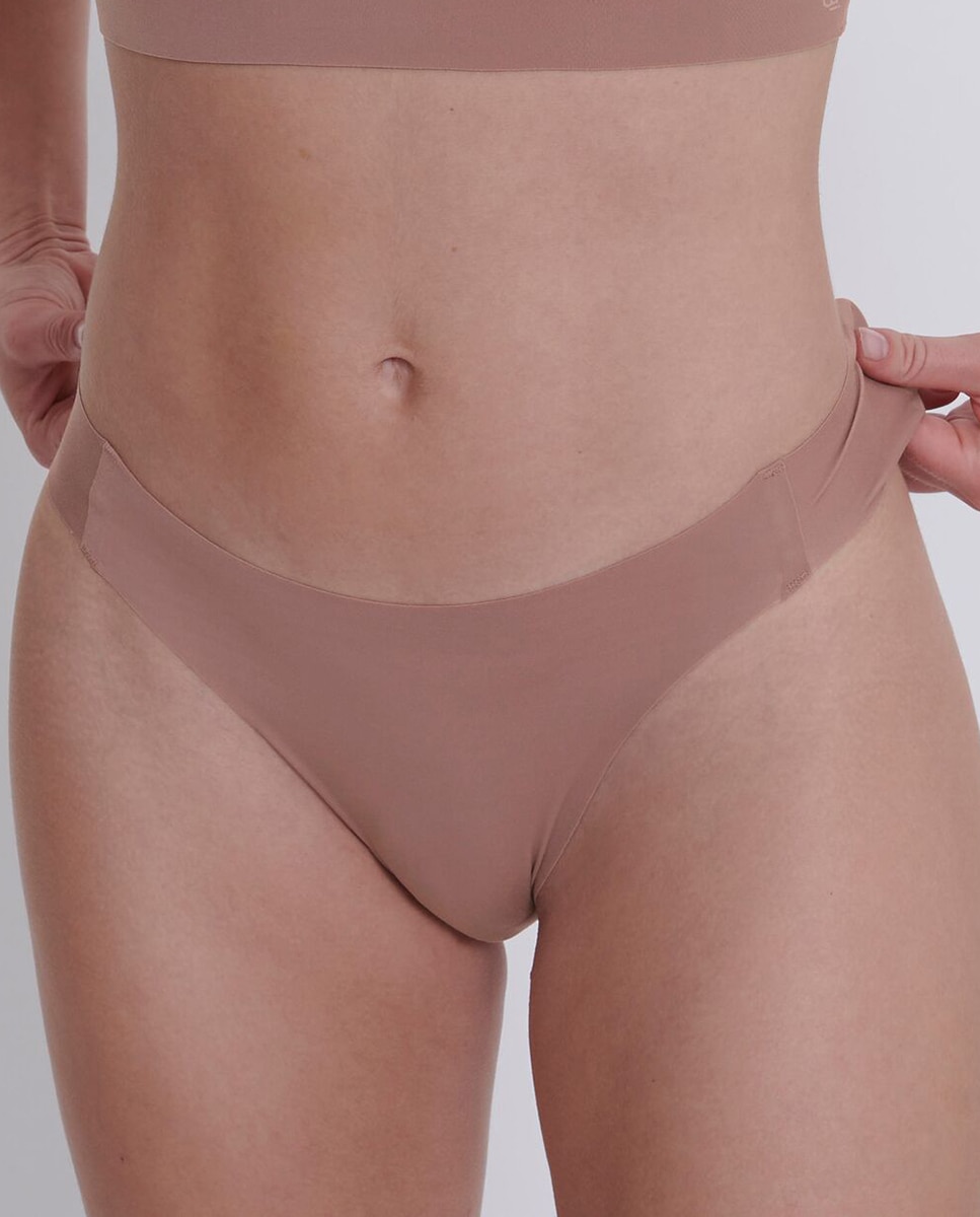 Cueca High Leg sem Costuras Castanho-1