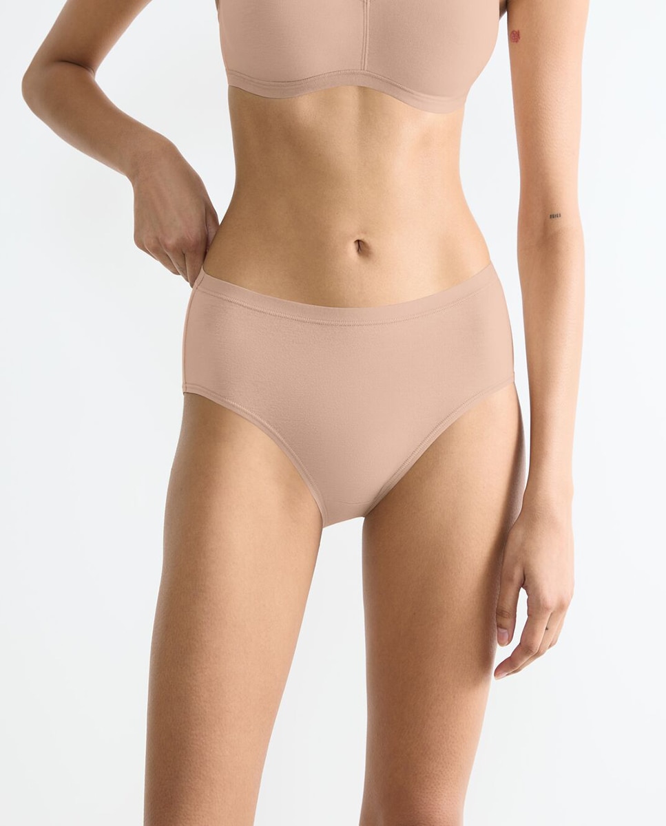 Cueca de Cintura Média/Subida Nude-1