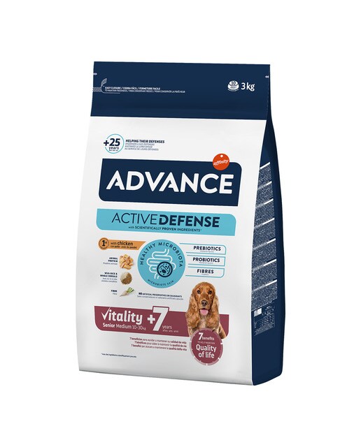 Advance - Pienso para perros sénior +7 años Advance Vitality Medium pollo y arroz
