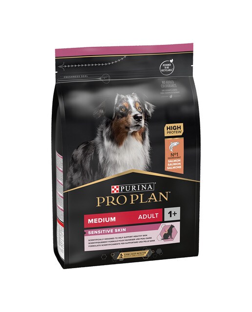 Purina Pro Plan - Pienso para perros adultos medianos Purina Pro Plan Sensitive Skin salmón