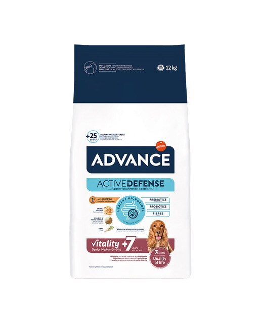 Pienso para perros sénior +7 años Advance Vitality Medium pollo y arroz 3