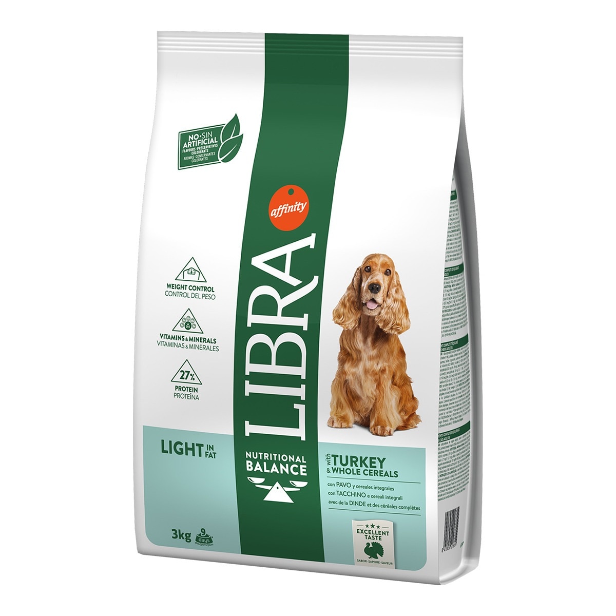 Libra – Pienso para perros adultos Libra Light pavo y cereales integrales. 12 Kg