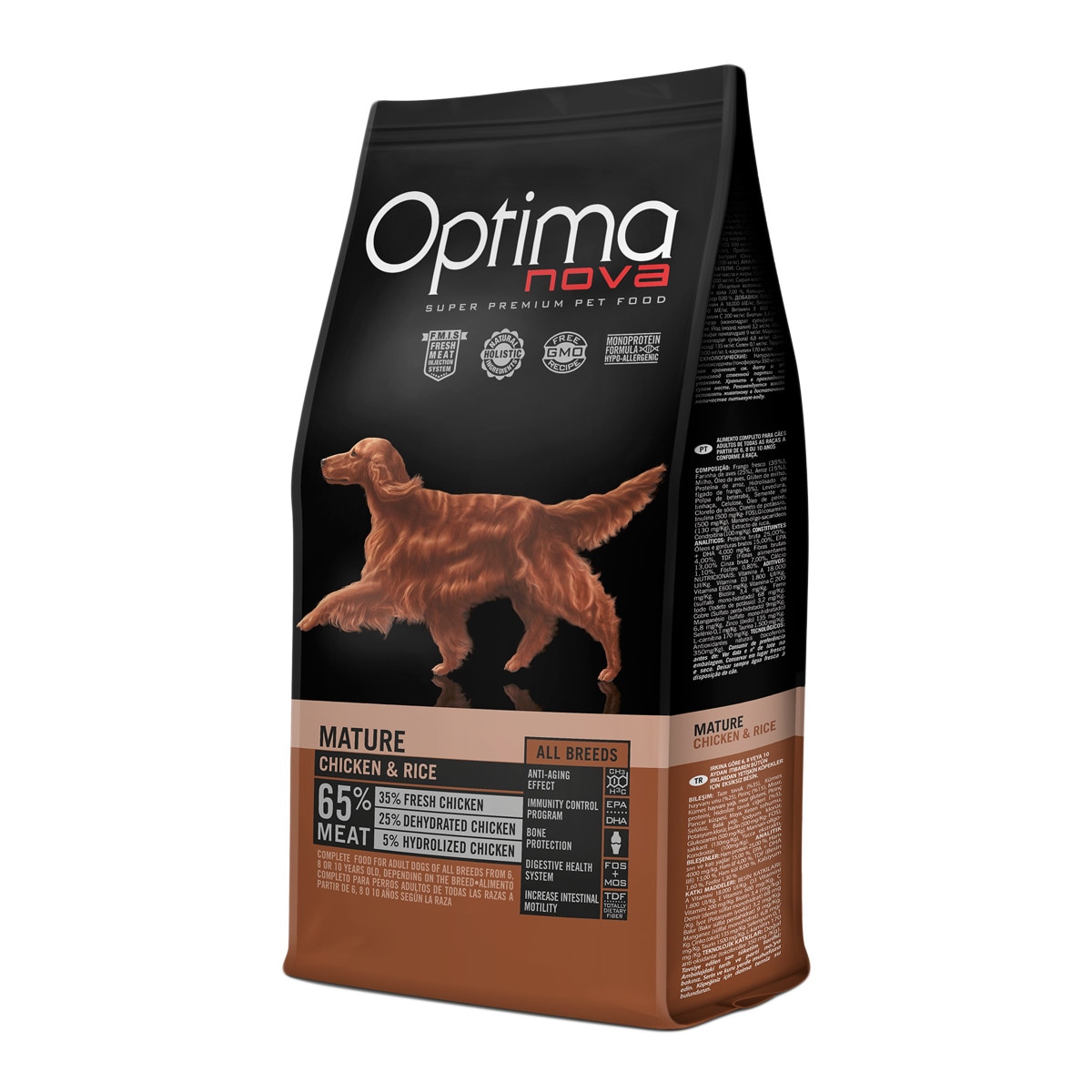 Optima Nova - Pienso para perros sénior +6 años Optima Nova pollo y arroz