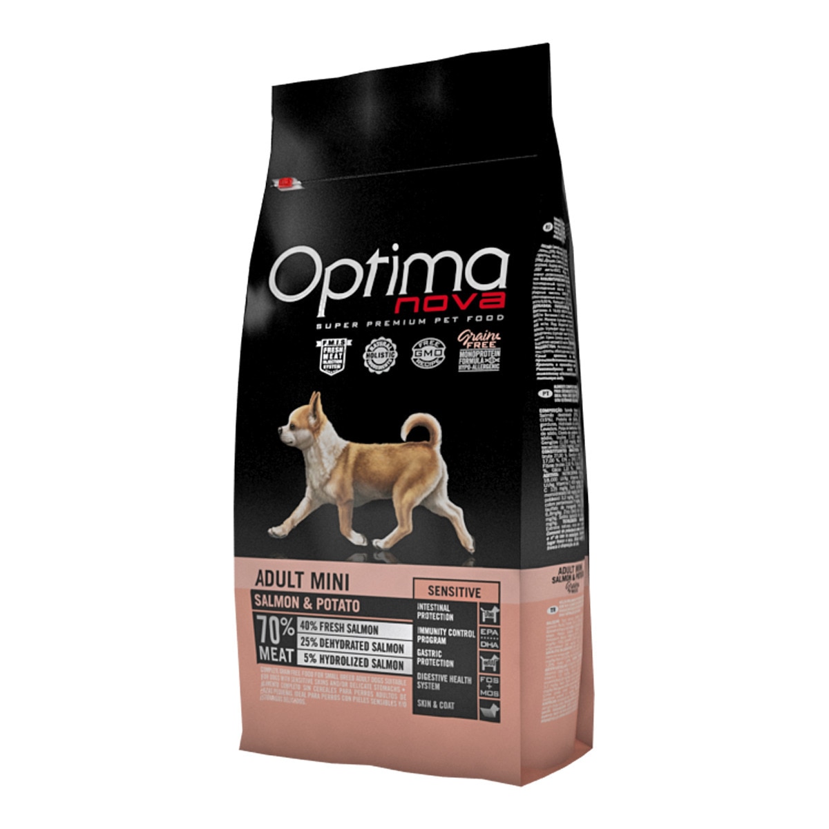 Optima Nova - Pienso para perros adultos mini Optima Nova Grain Free salmón y patata